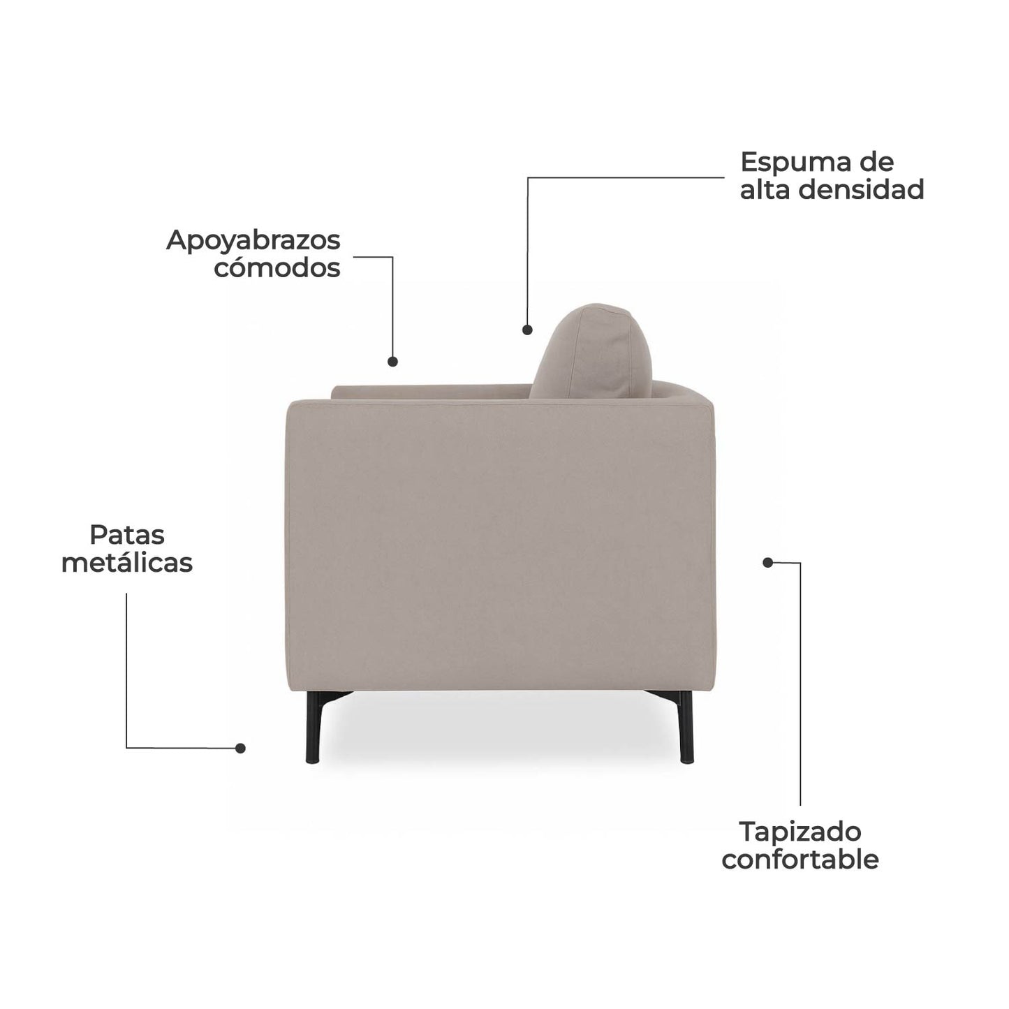 Sofá 3 Plazas Murcia Tela Bloom Taupé