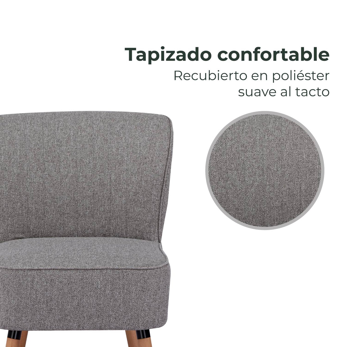 Sillón Individual Olena Tapizado Gris