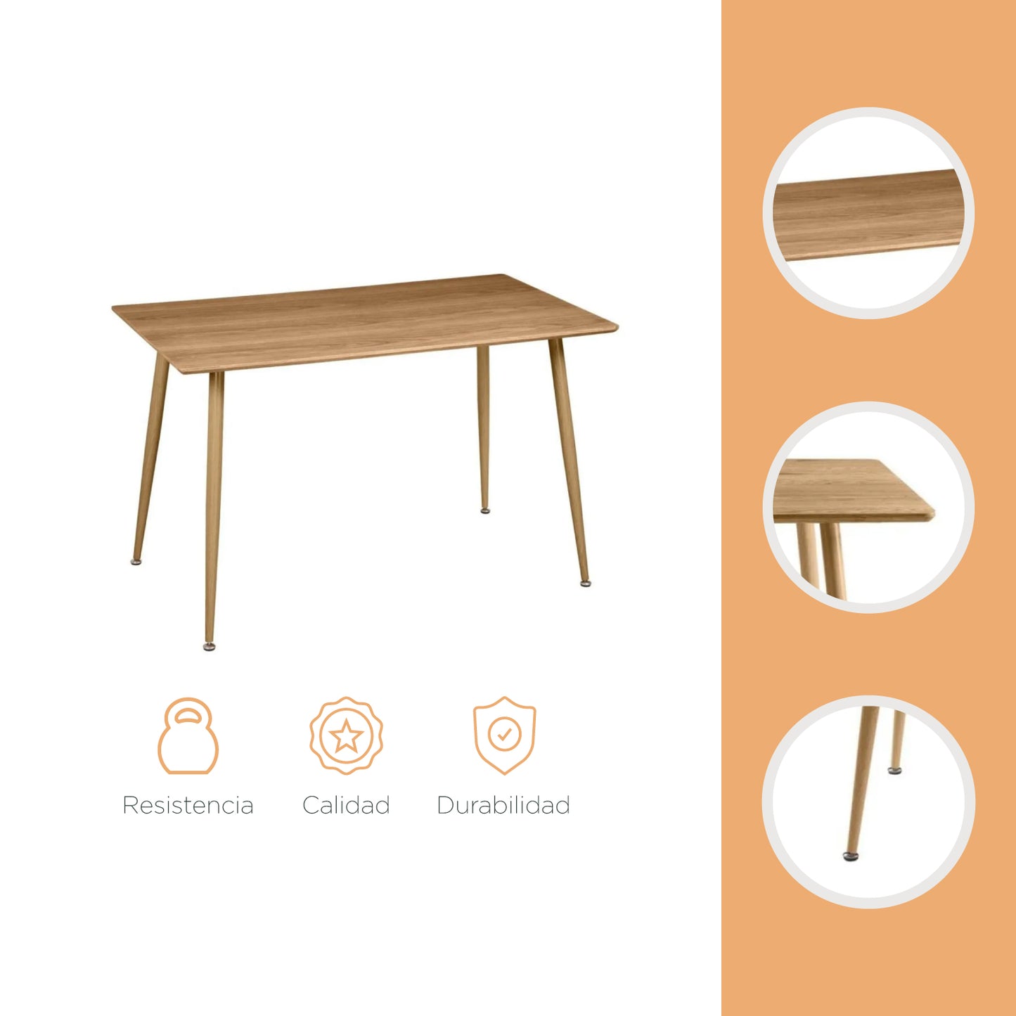 Mesa de Comedor Nórdica Rectangular Café