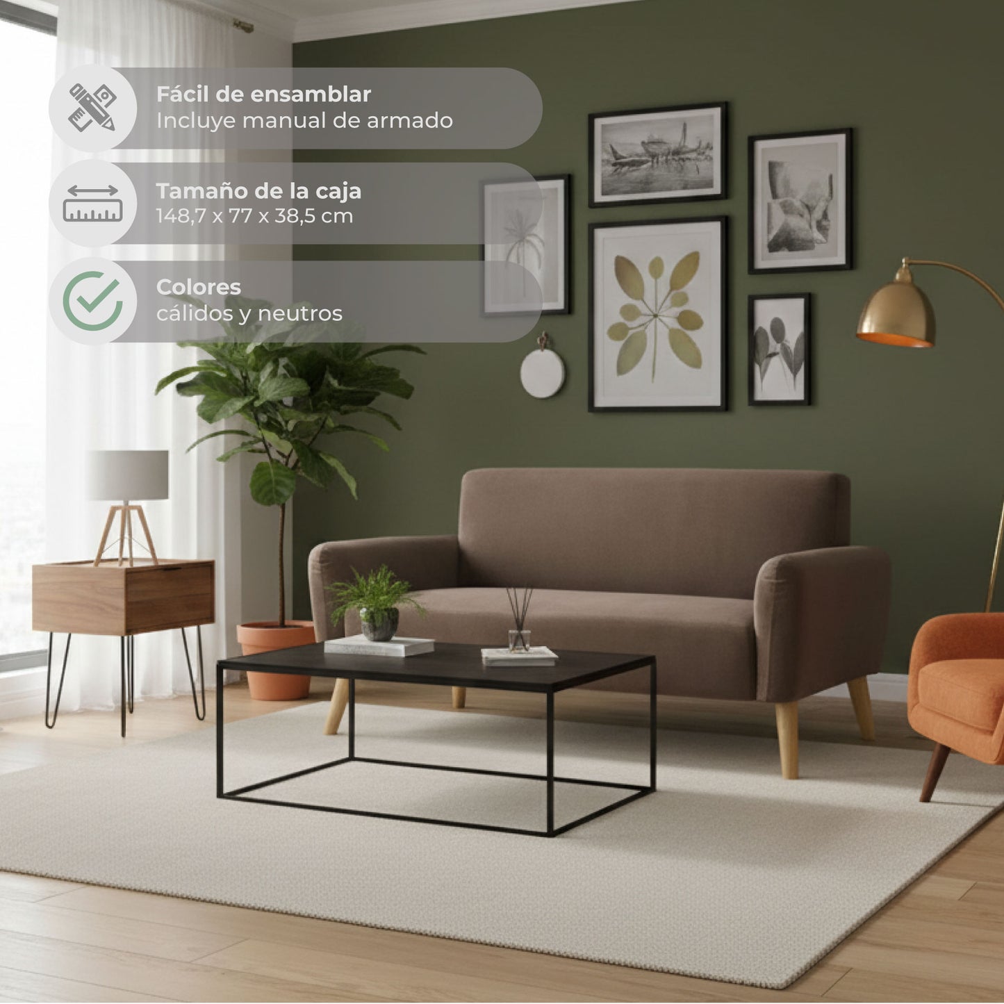 Sofá 2 Plazas Nemi Marrón