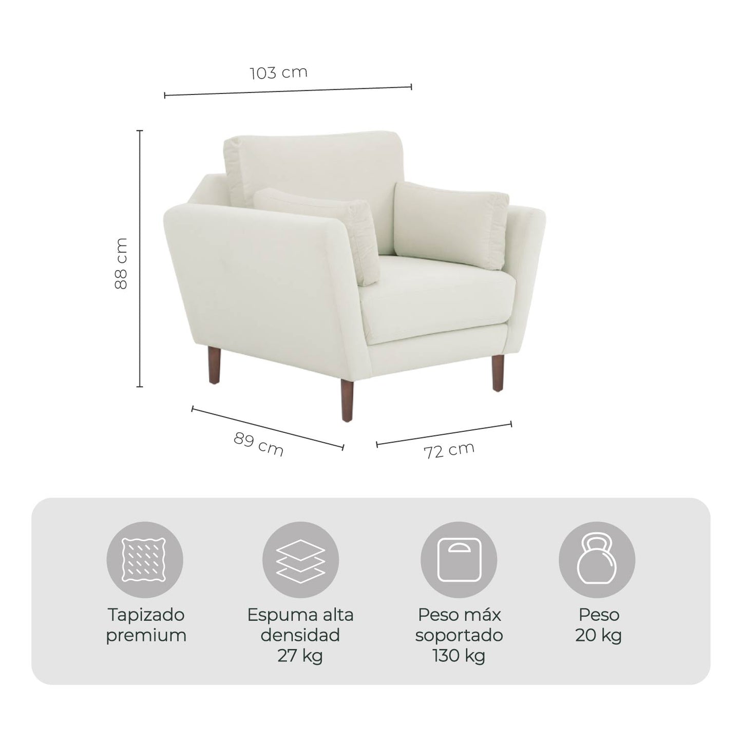Combo Sofá Modular + Sillón Individual Malaga Hueso