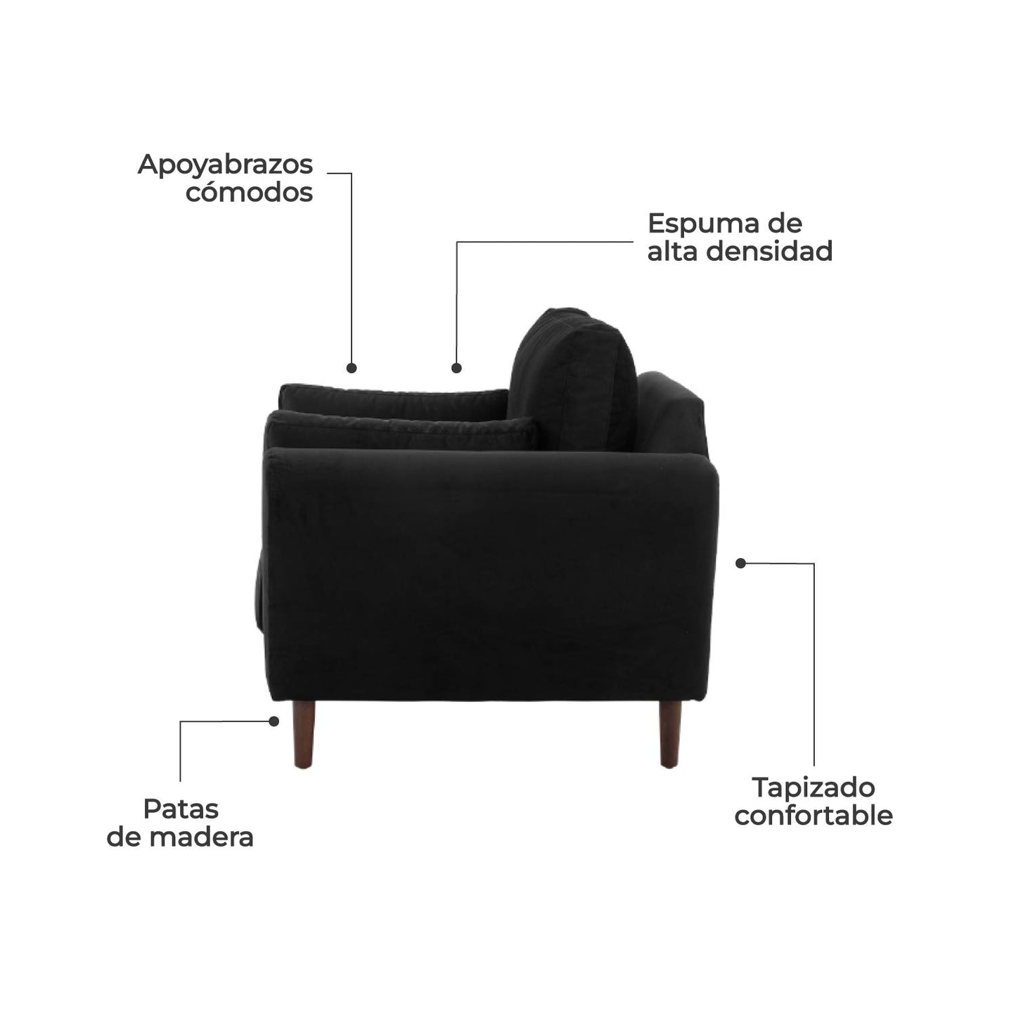 Sillón Individual Malaga Negro