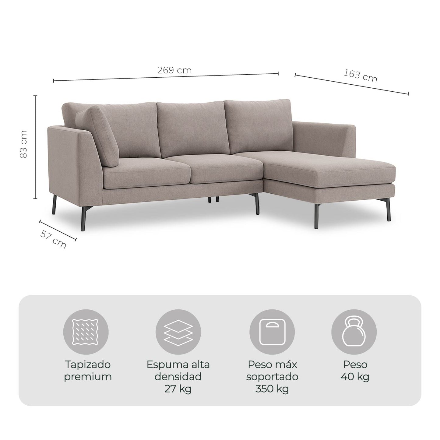 Sala Esquinero Sofa Modular Murcia Taupe