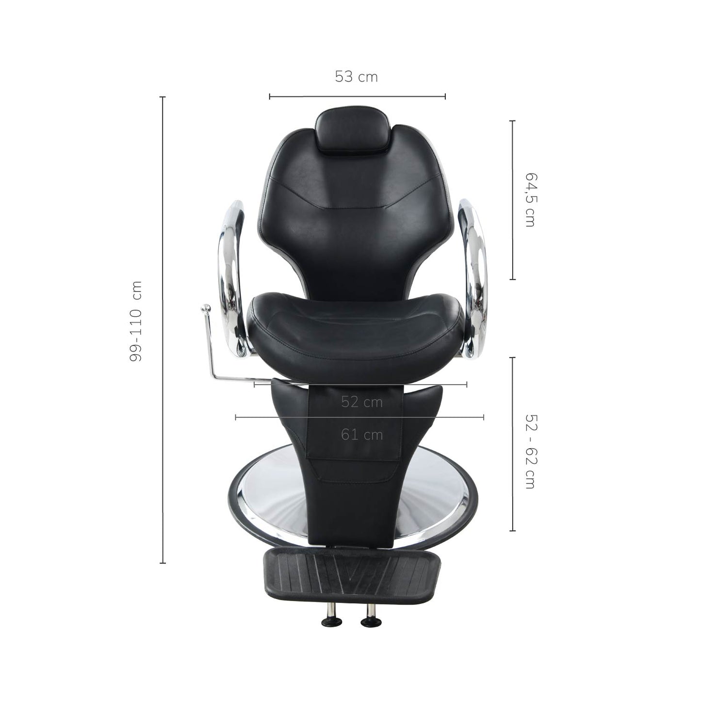 Silla Barbería Deluxe con Respaldo Reclinable Negra