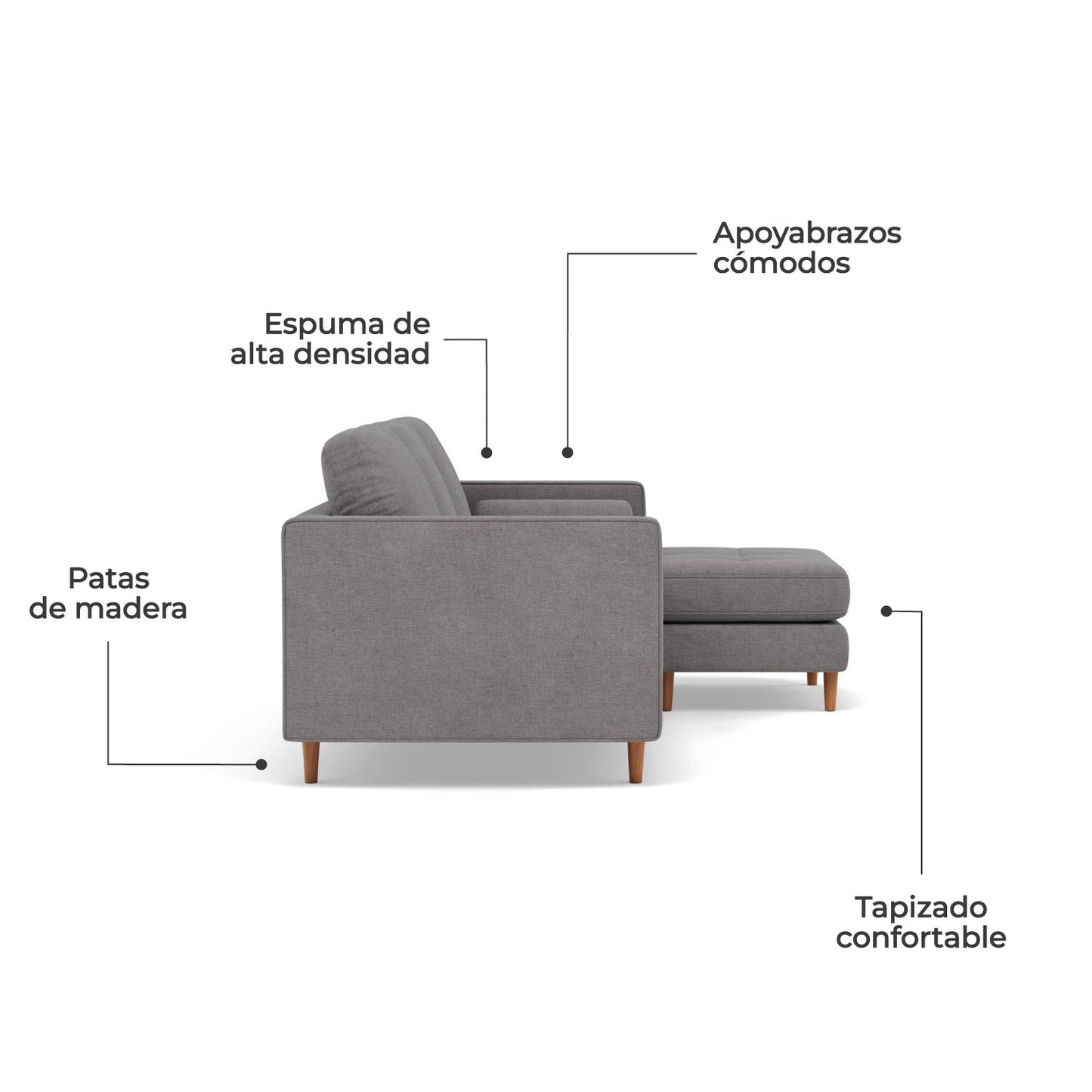 Sala Esquinero Sofa Modular Oviedo Gris