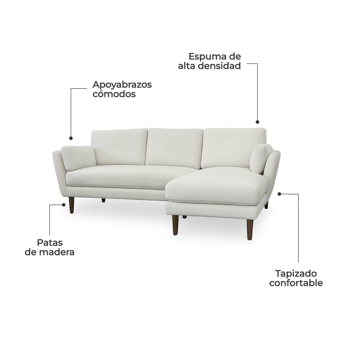 Combo Sofá Modular + Sillón Individual Malaga Hueso