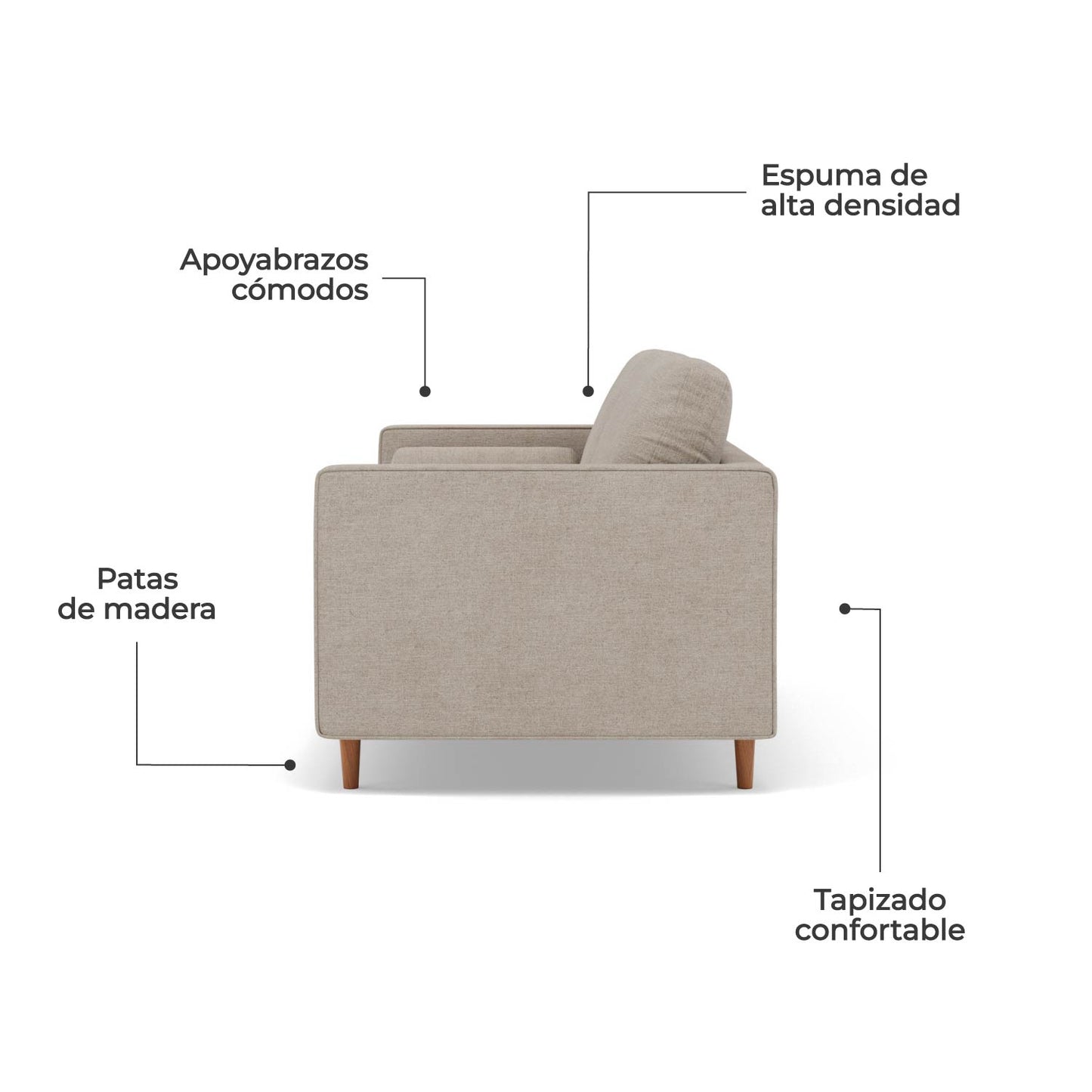 Sofá 3 Plazas Oviedo Tela Montreal