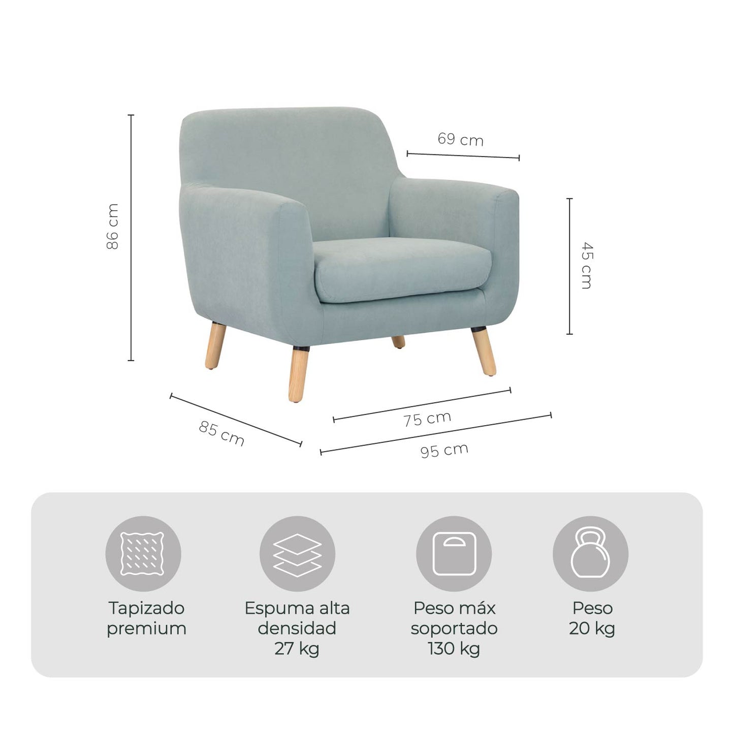 Sillón Individual Palma Tela Eros