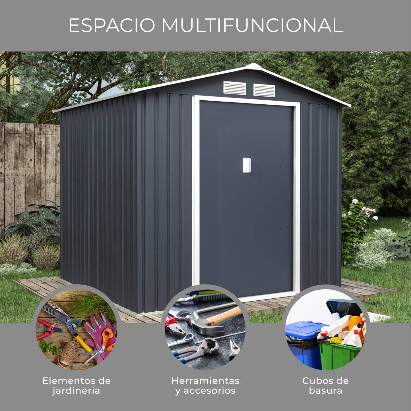 Cobertizo de Almacenamiento Para Exterior 213x191x195