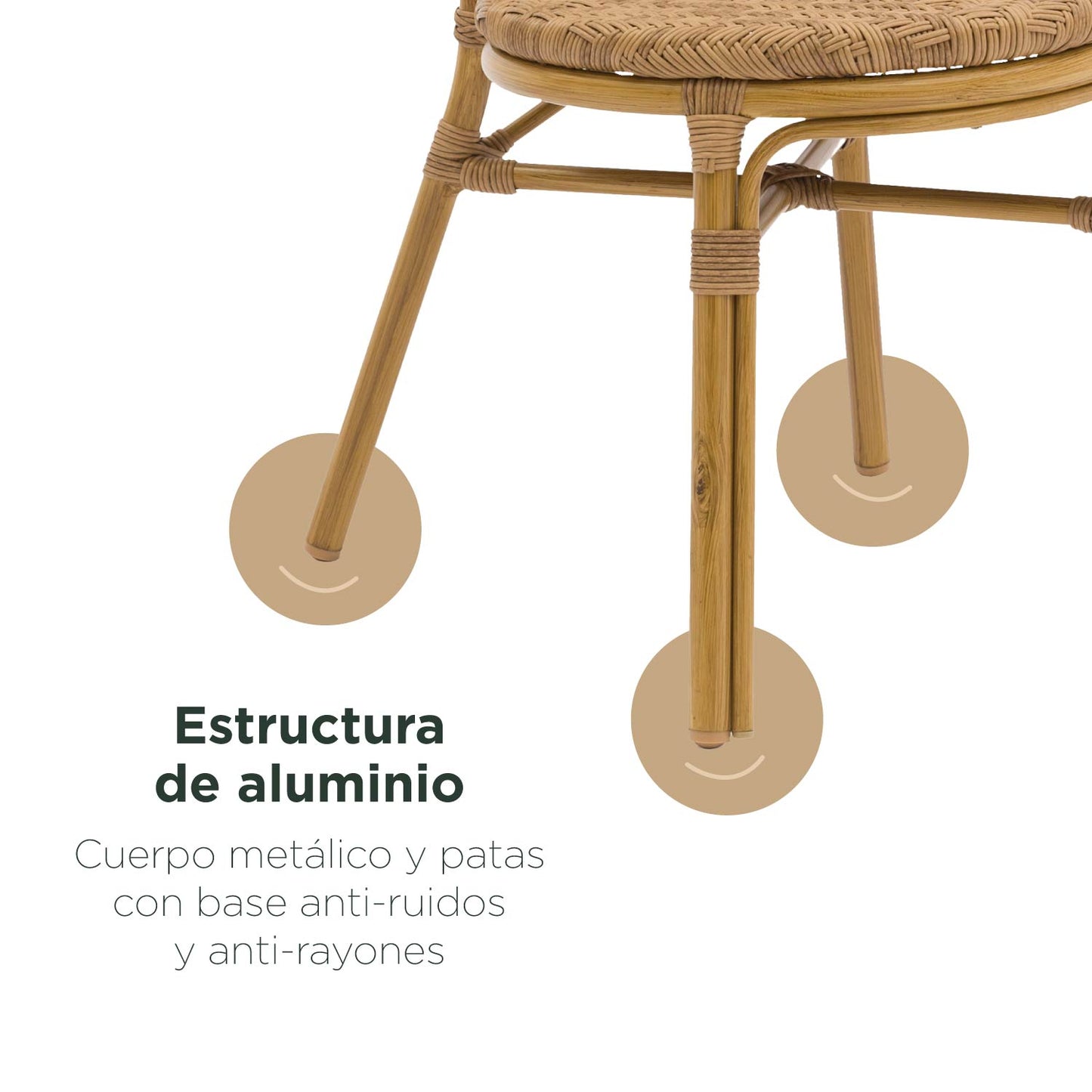 Set 2 Sillas de Exterior Vintage de Ratán Sintético