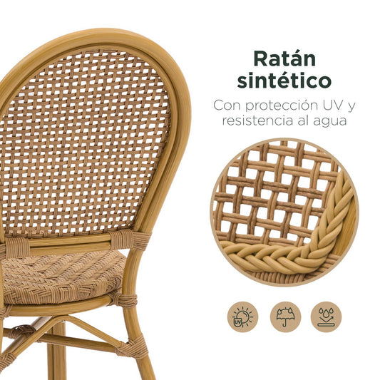 Set 2 Sillas de Exterior Vintage de Ratán Sintético