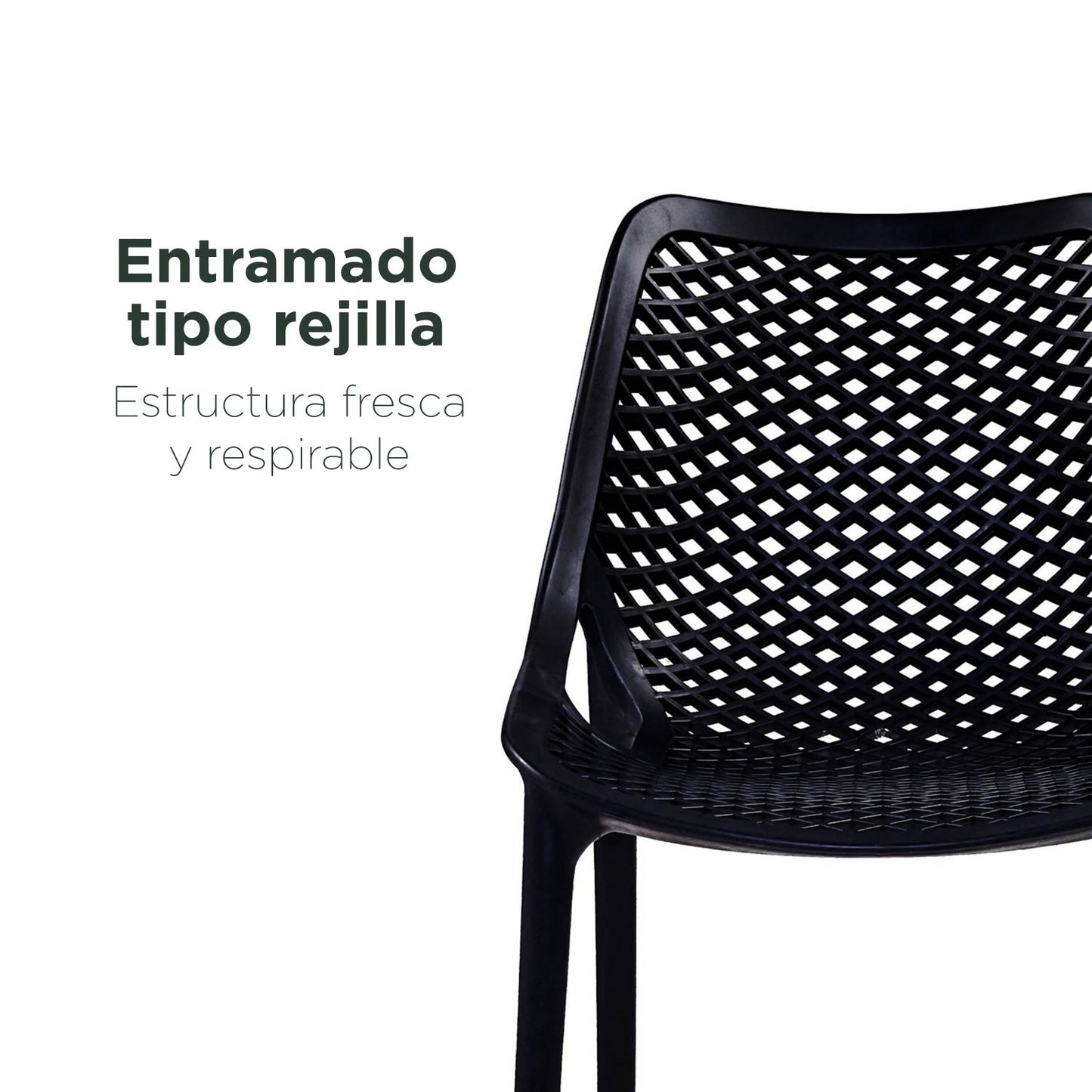 Set 4 Sillas Plásticas Modernas Negras