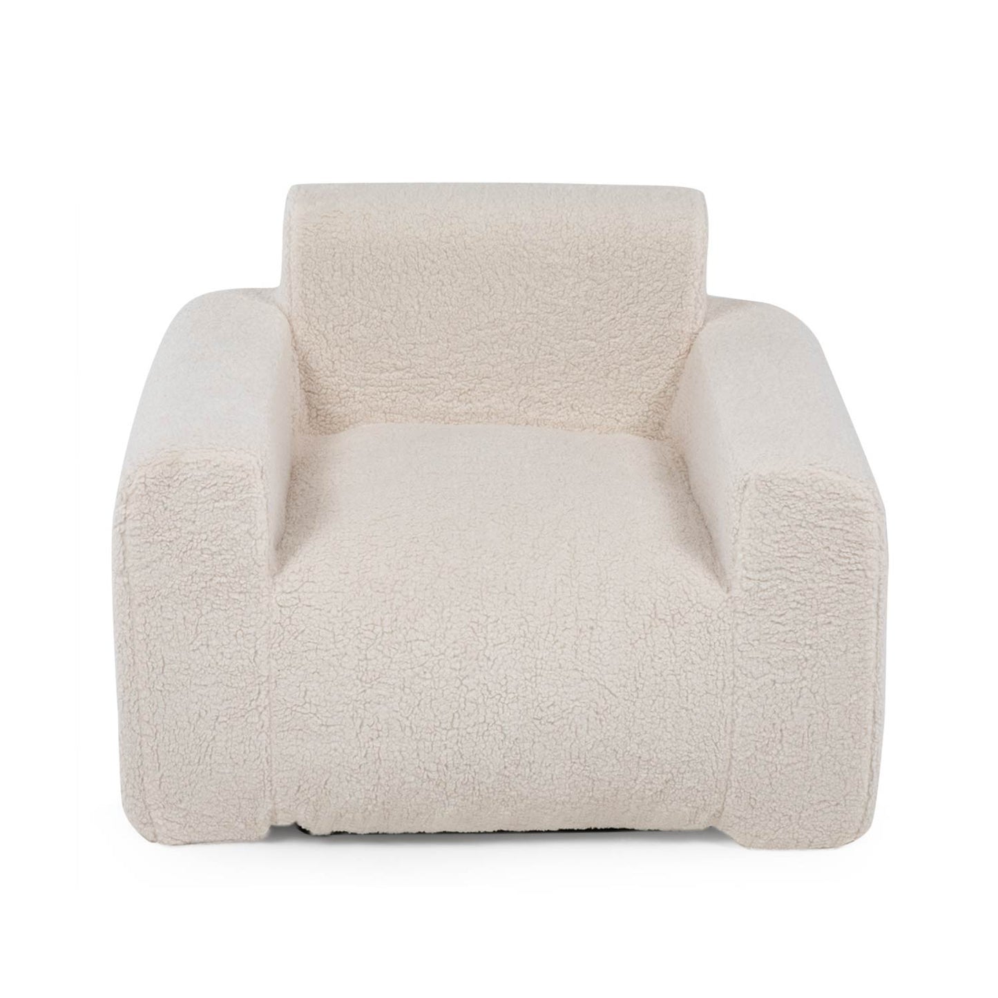 Puff Sillón Individual Tipo Sherpa Beige