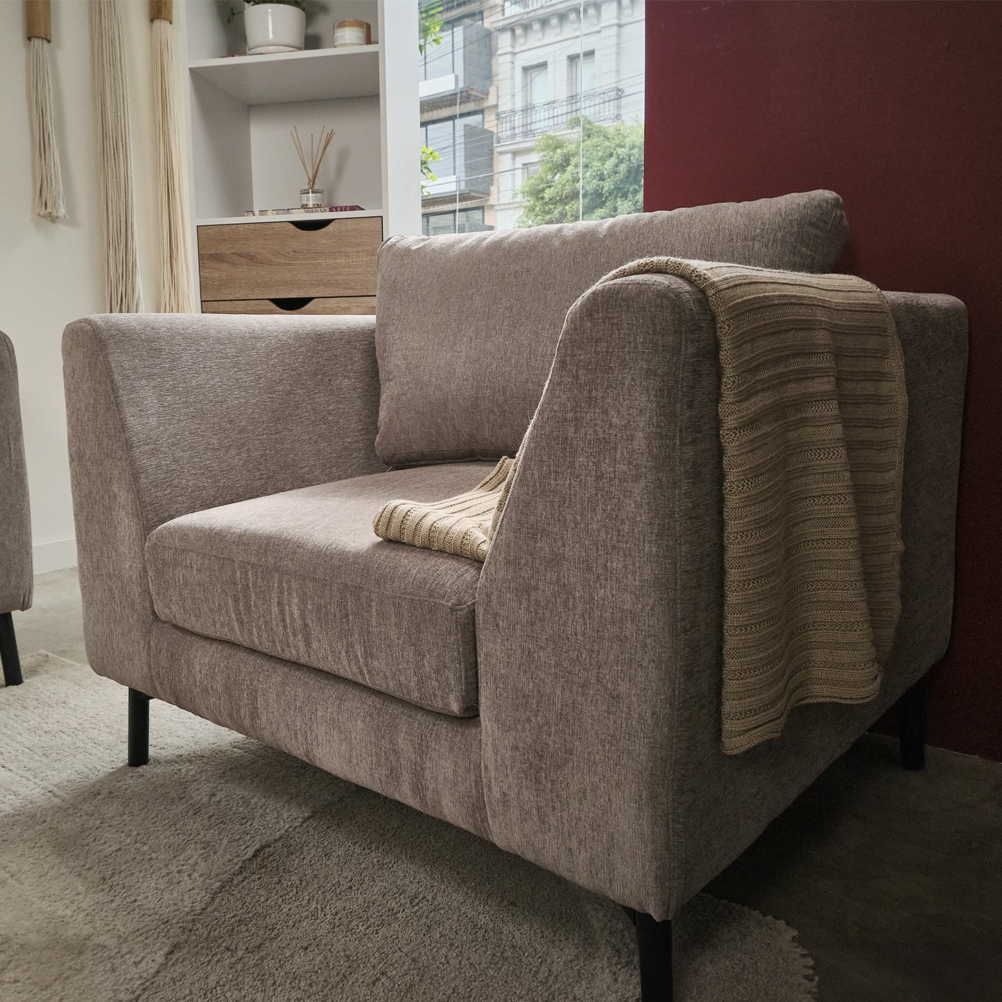 Sillón Individual Murcia Tela Bloom Taupe