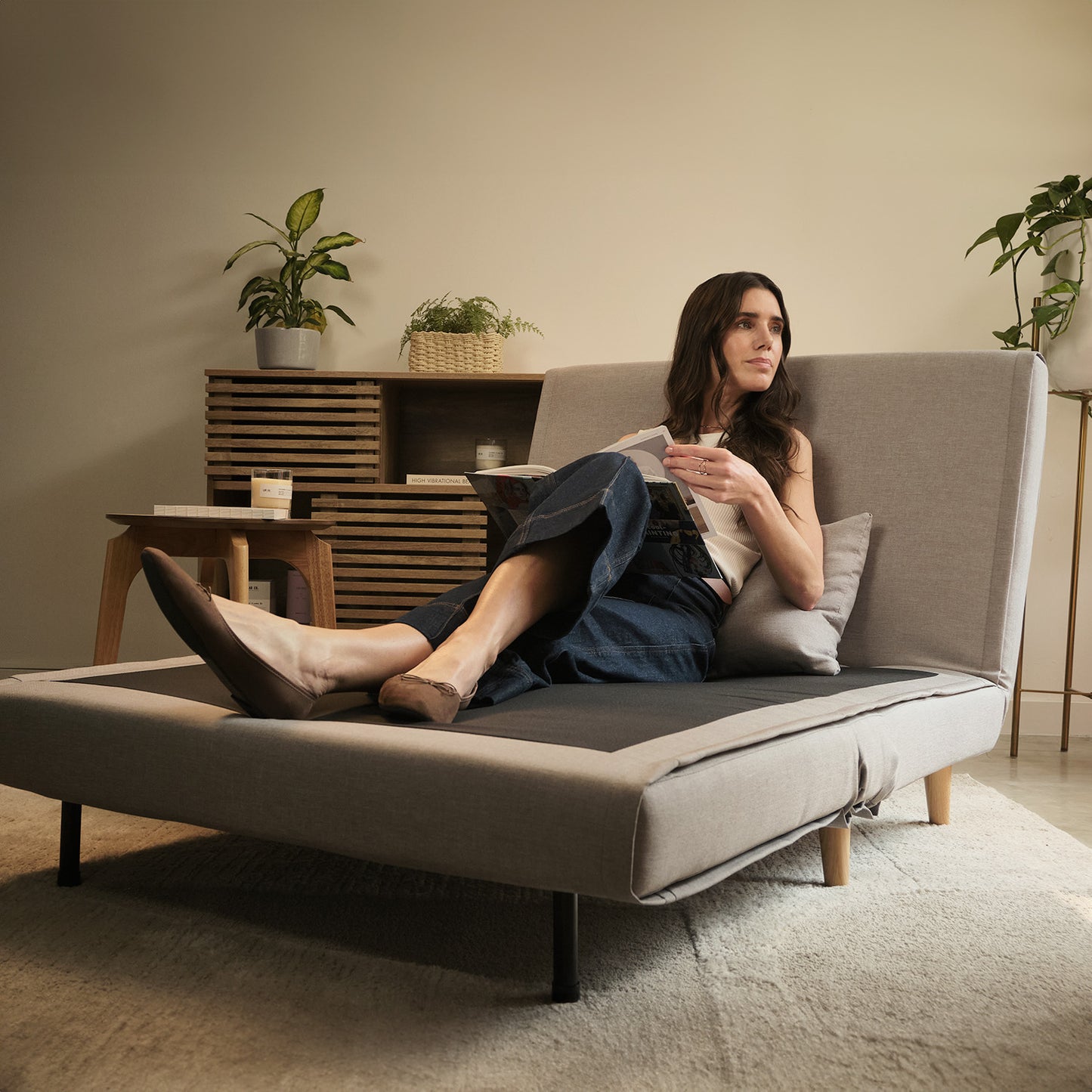 Sillón Sofá Cama Individual Velne Plegable Gris