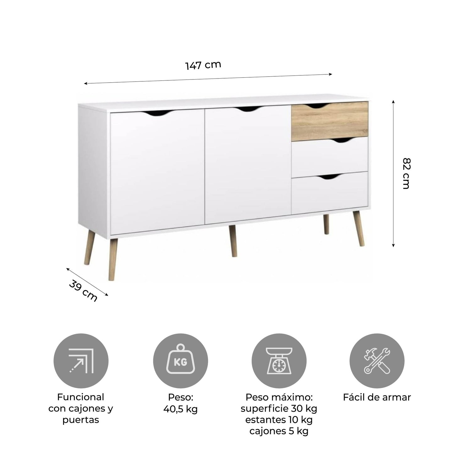 Credenza Bufetera Multiusos Nórdica