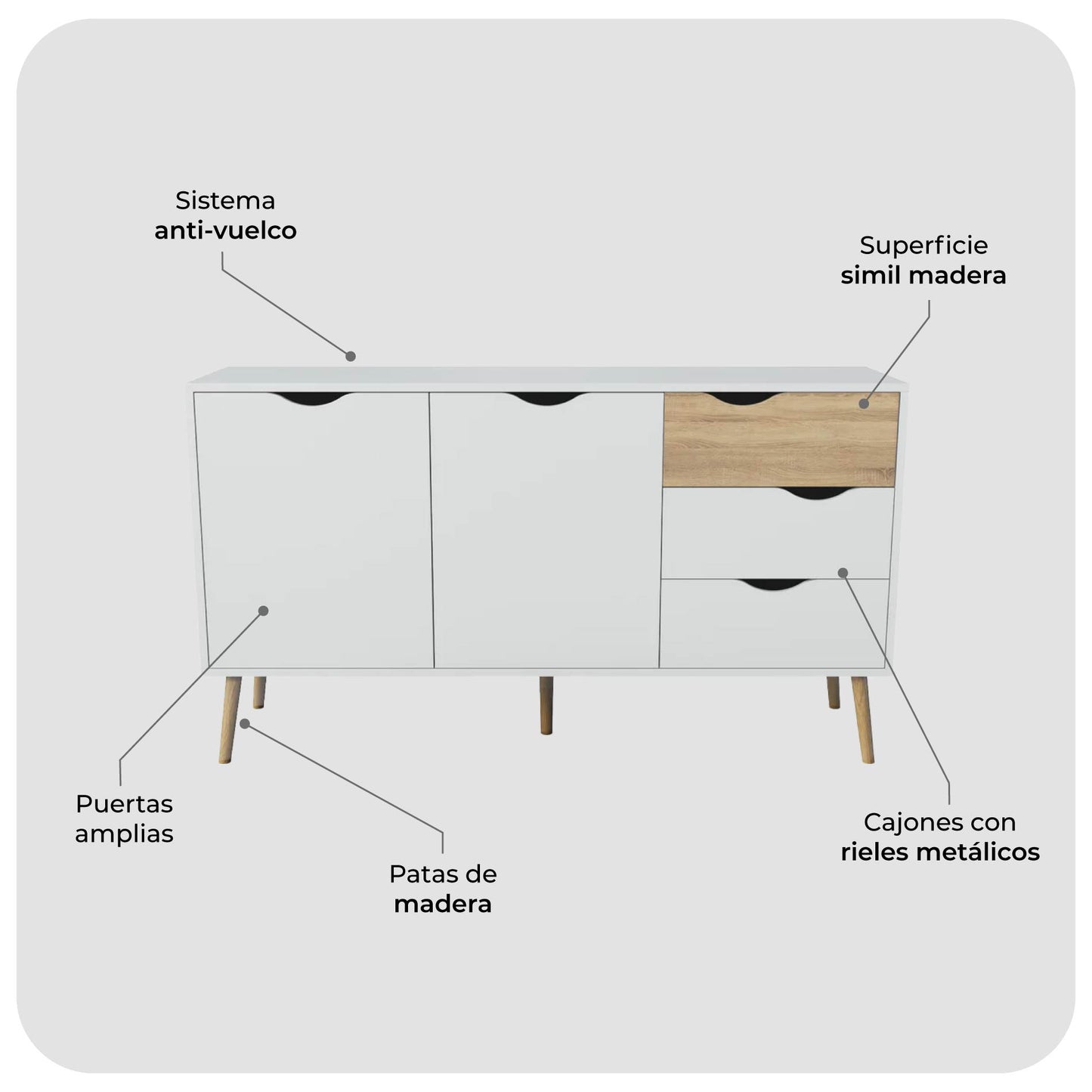 Credenza Bufetera Multiusos Nórdica