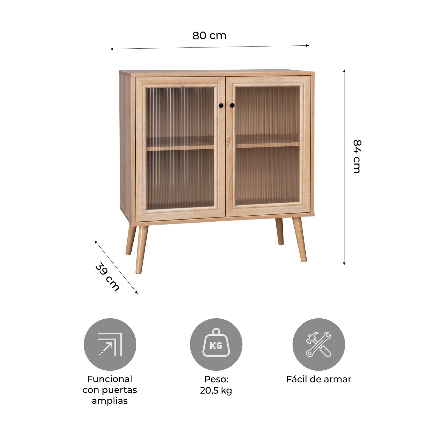Credenza Bufetera con Puertas de Vidrio