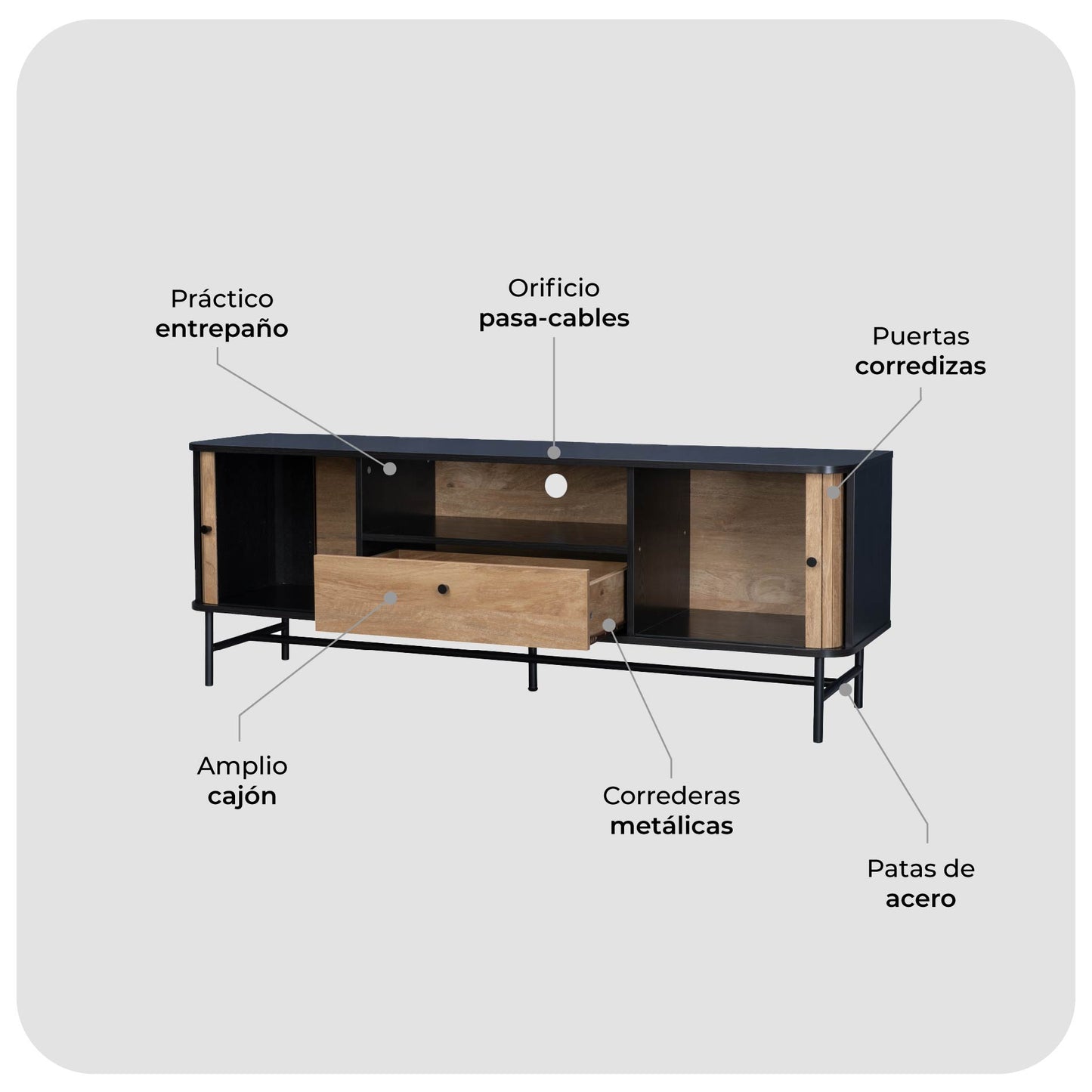 Mueble de TV Moderno con Puertas Corredizas