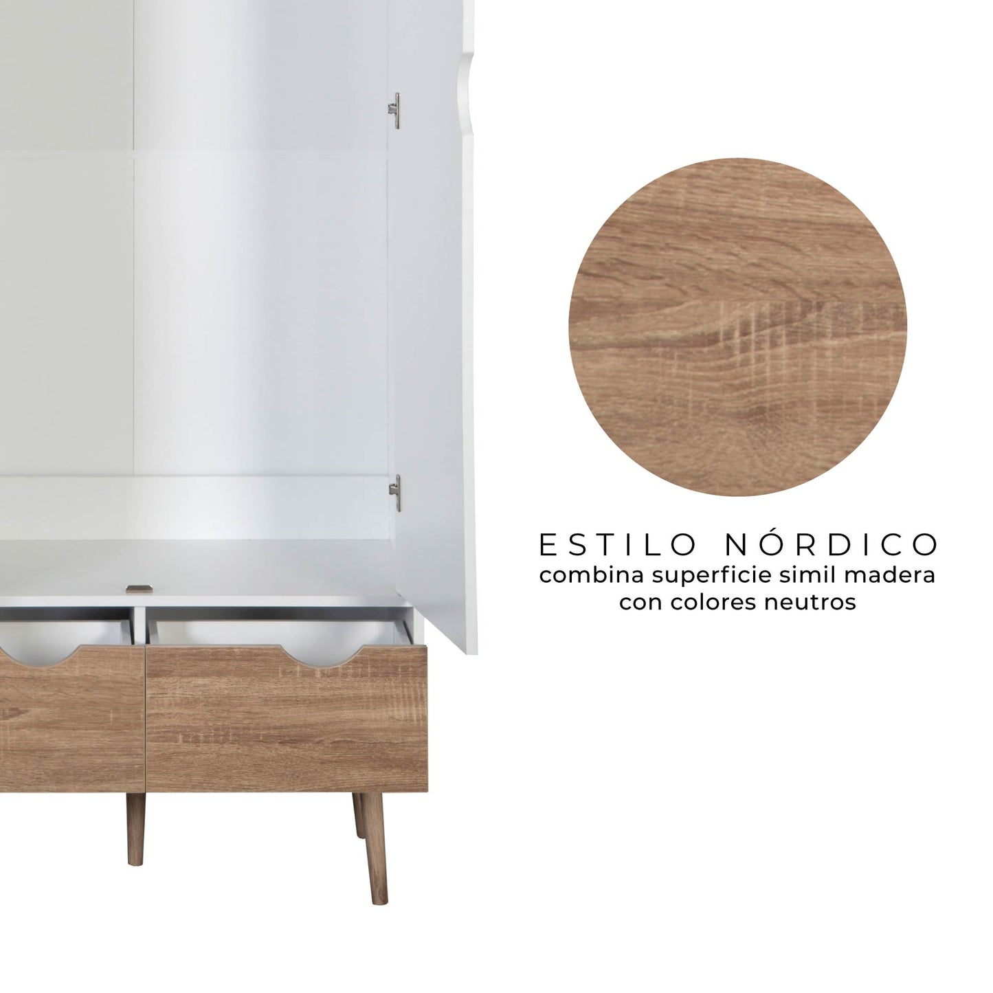 Closet Armario Nórdico con Puertas y Cajones