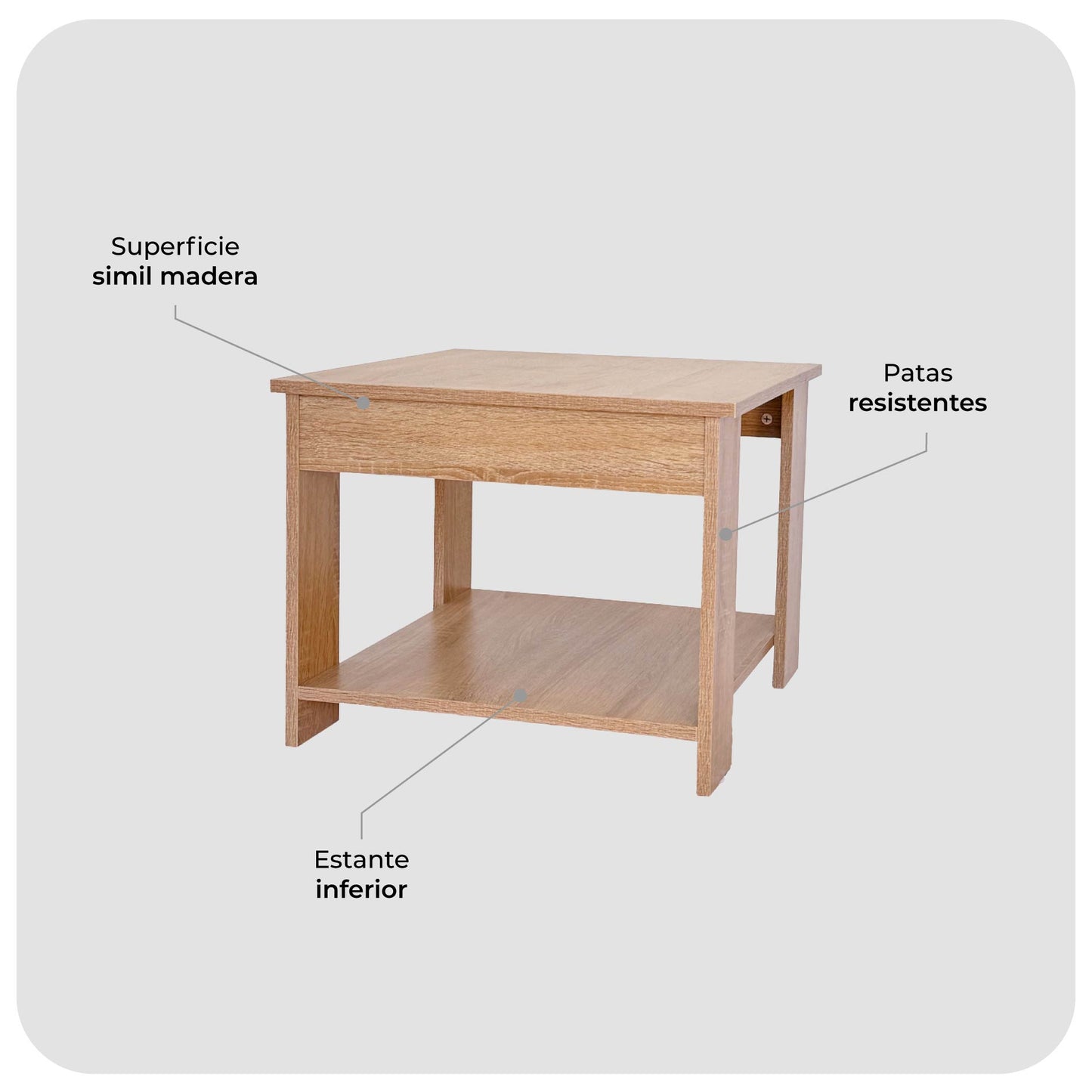 Mesa Auxiliar Minimalista Estilo Madera Roble