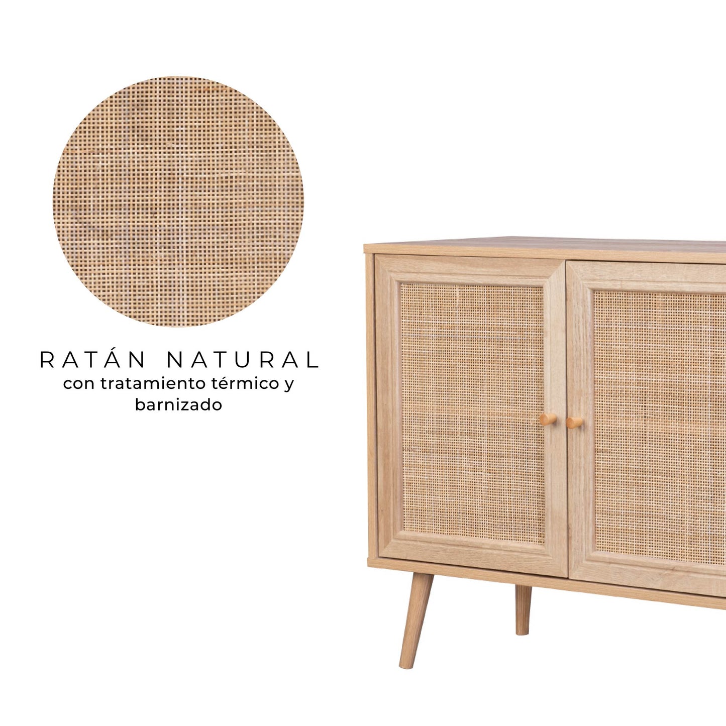 Credenza Bufetera con 3 Puertas de Ratán