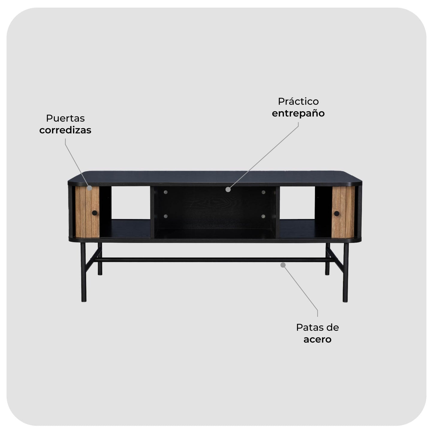 Mesa de Centro Moderna con Puertas Corredizas