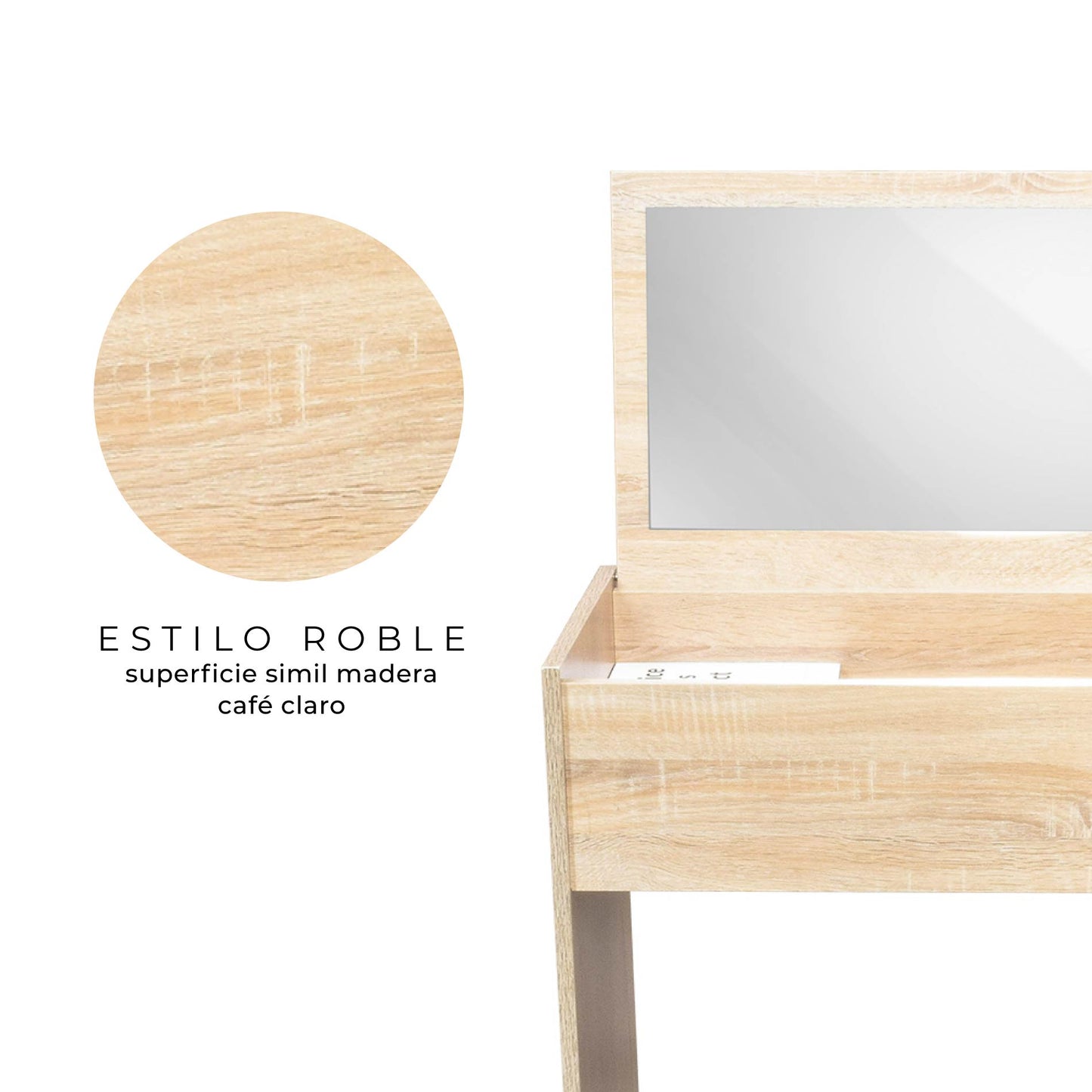 Tocador Minimalista Estilo Madera Roble con Banco