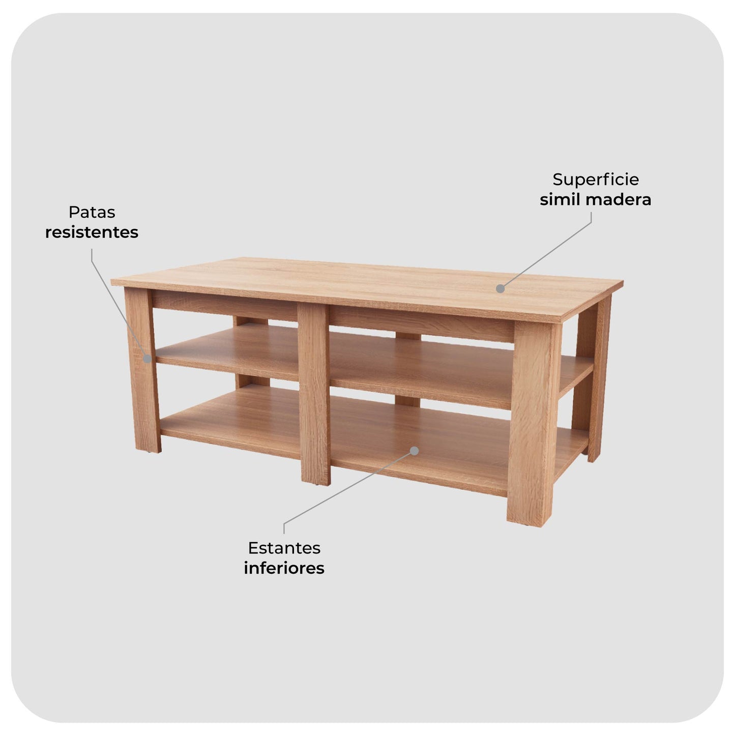 Mesa de Centro Minimalista Estilo Madera Roble
