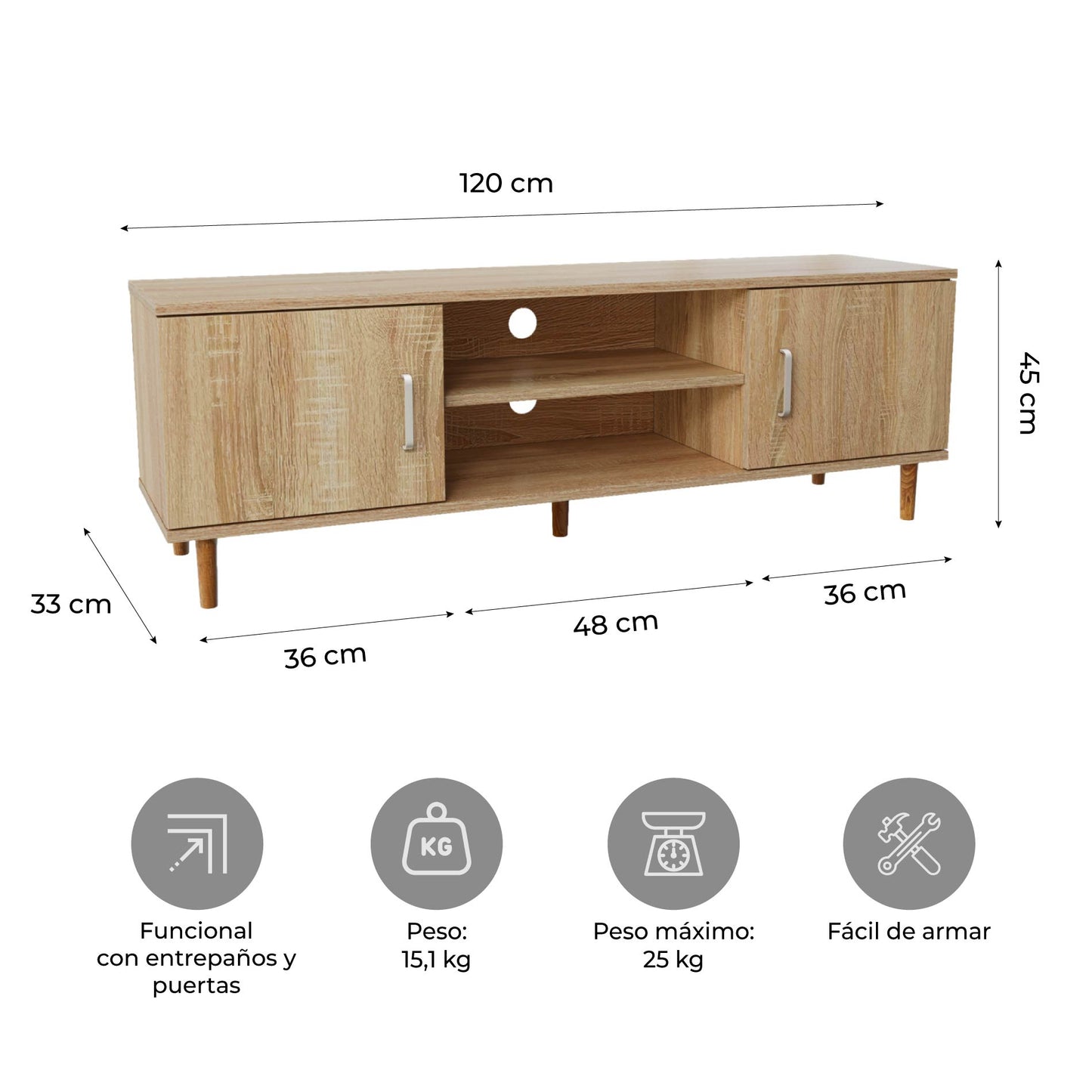 Mueble de TV Minimalista Estilo Madera Roble
