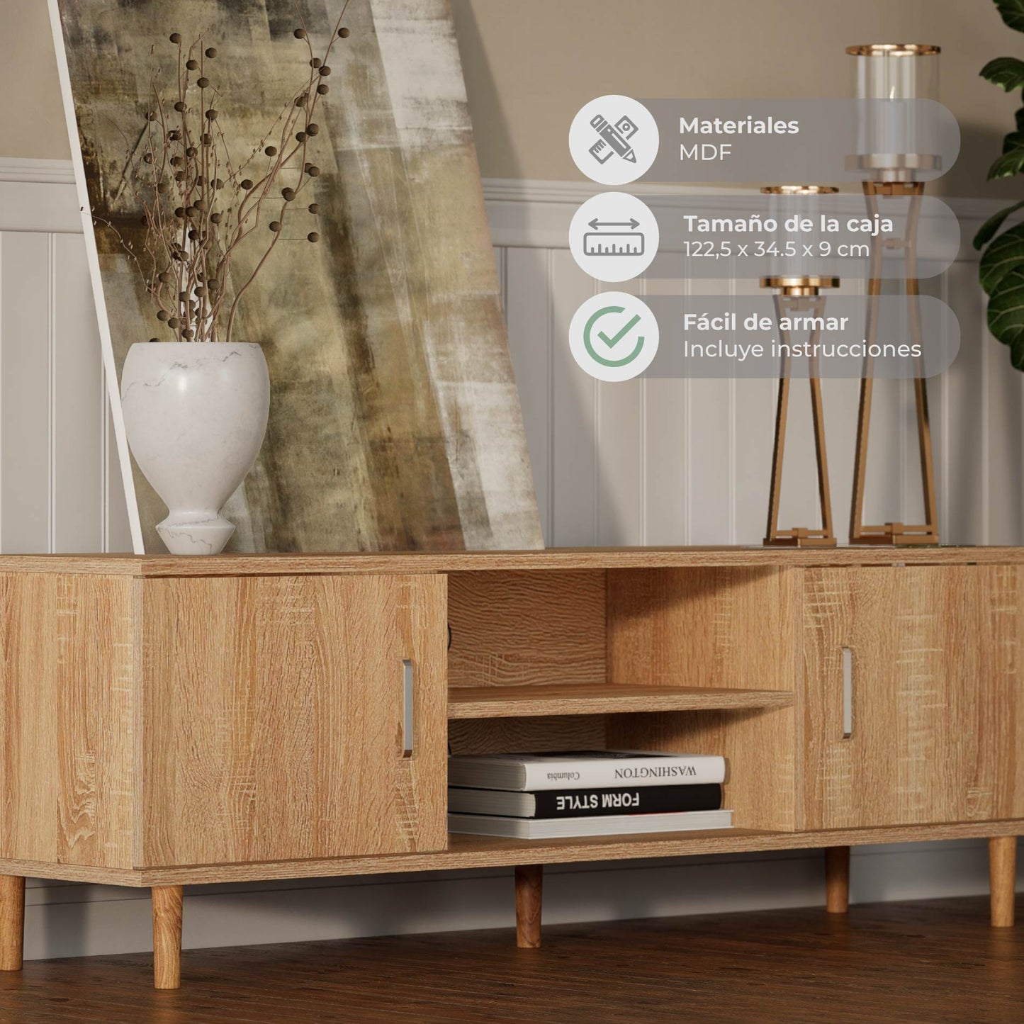 Mueble de TV Minimalista Estilo Madera Roble