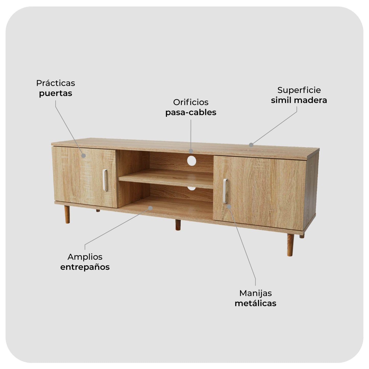 Mueble de TV Minimalista Estilo Madera Roble