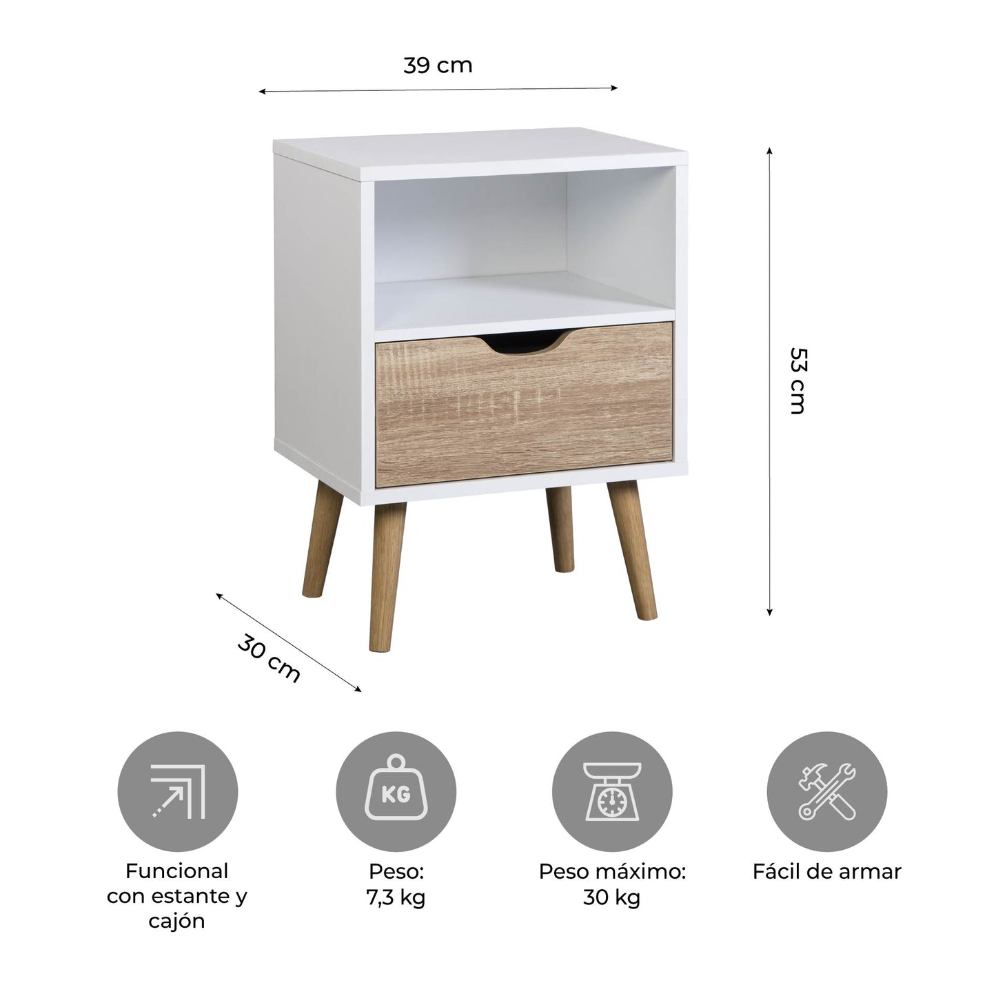 Buró Nórdico con Estante y Cajón