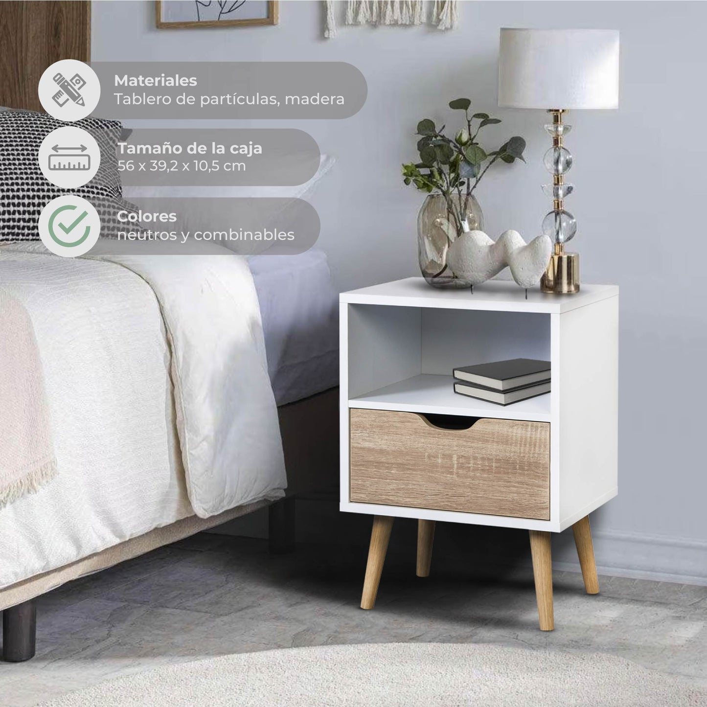 Buró Nórdico con Estante y Cajón