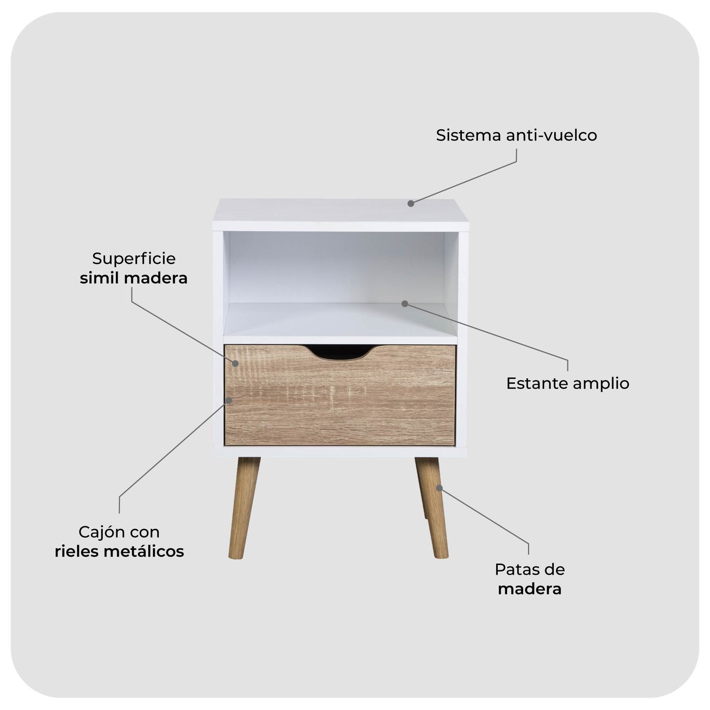 Buró Nórdico con Estante y Cajón