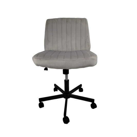 Silla de Oficina Acanalada de Terciopelo Gris Claro