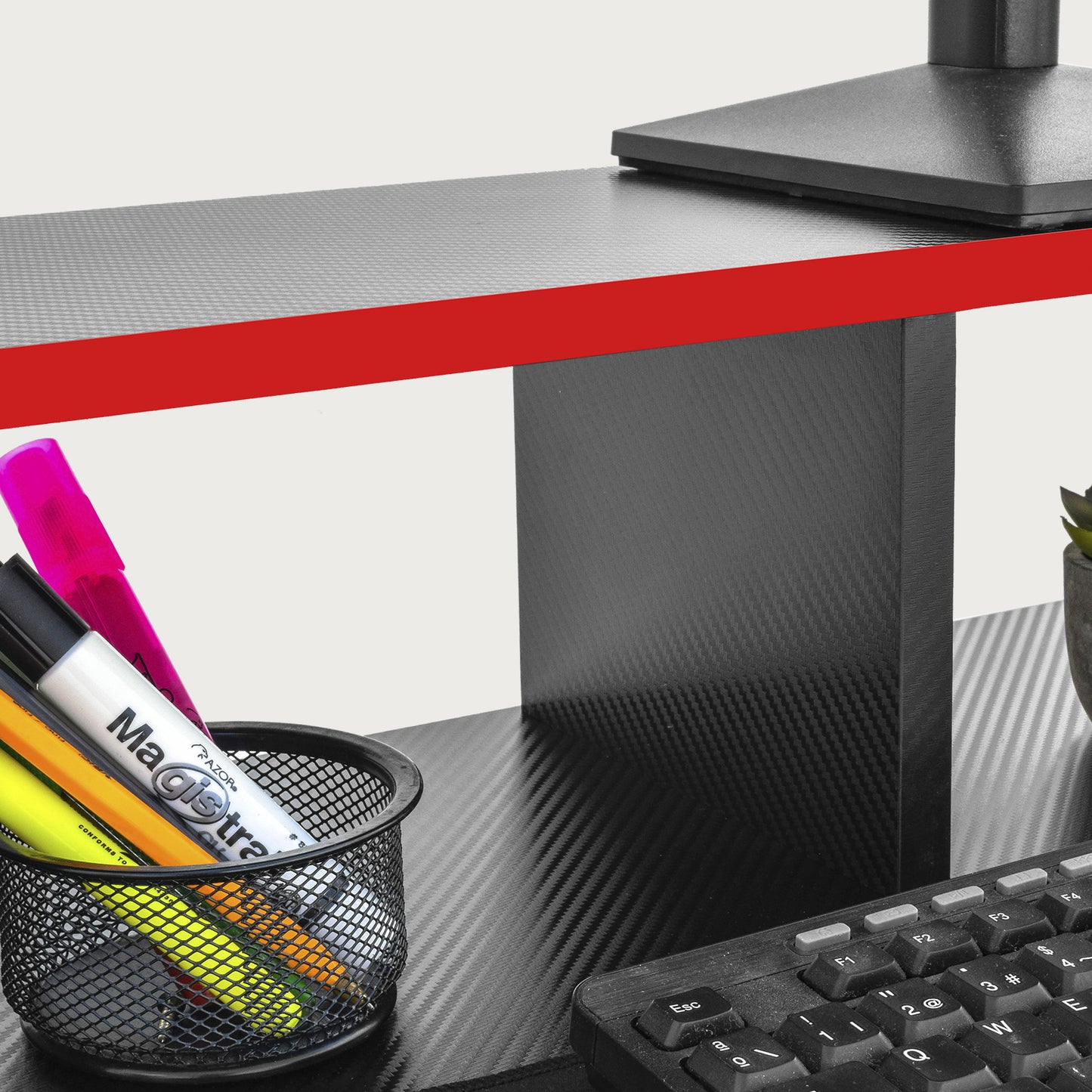 Escritorio para Computadora Moderno con Repisa Rojo