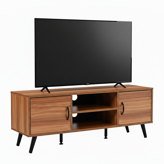 Mueble de TV Lucca-C con Puertas y Entrepaños Café