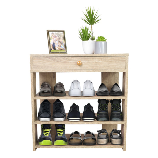 Zapatero Con Cajón Minimalista Estilo Madera Roble