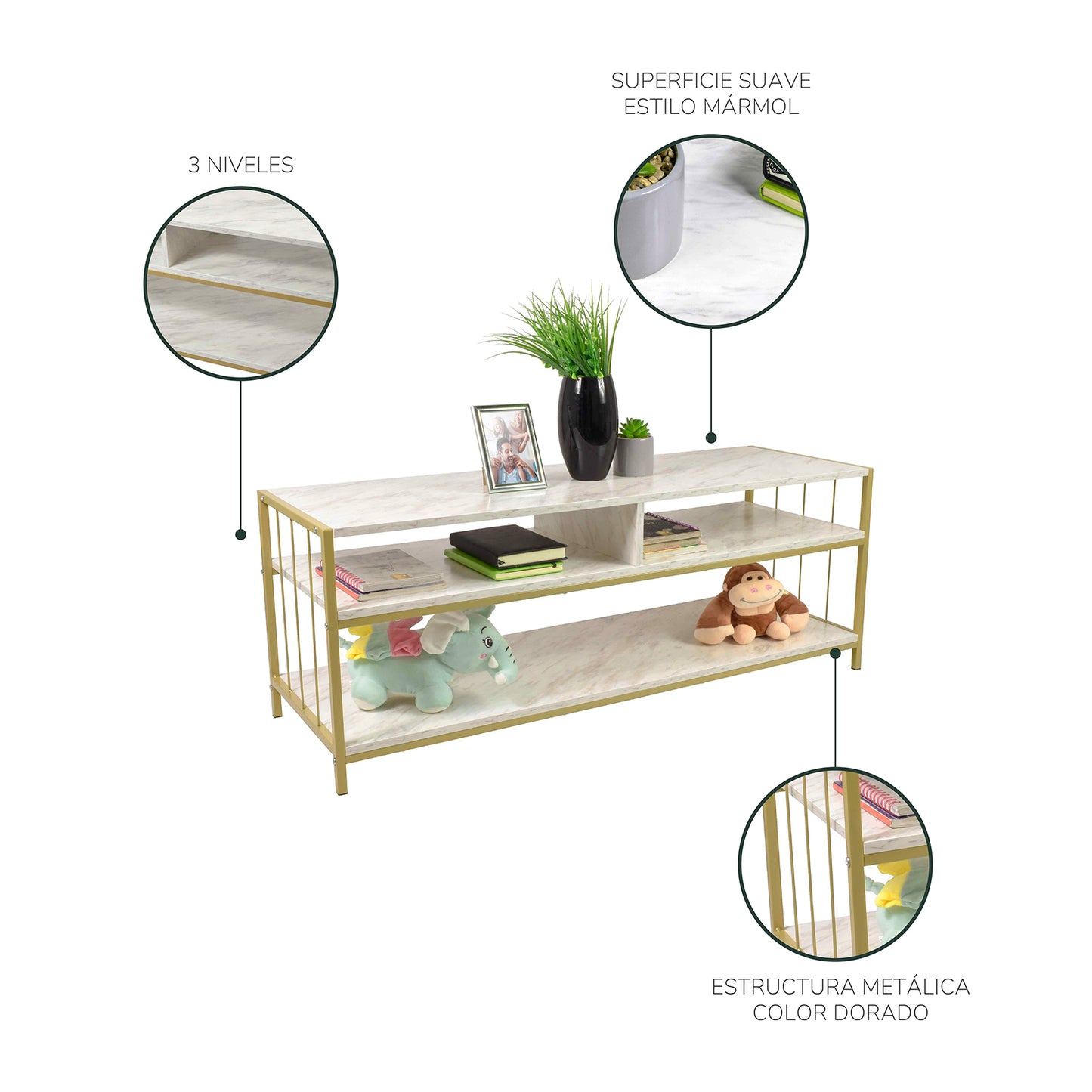 Mesa de Centro Kampala Estilo Mármol Blanca
