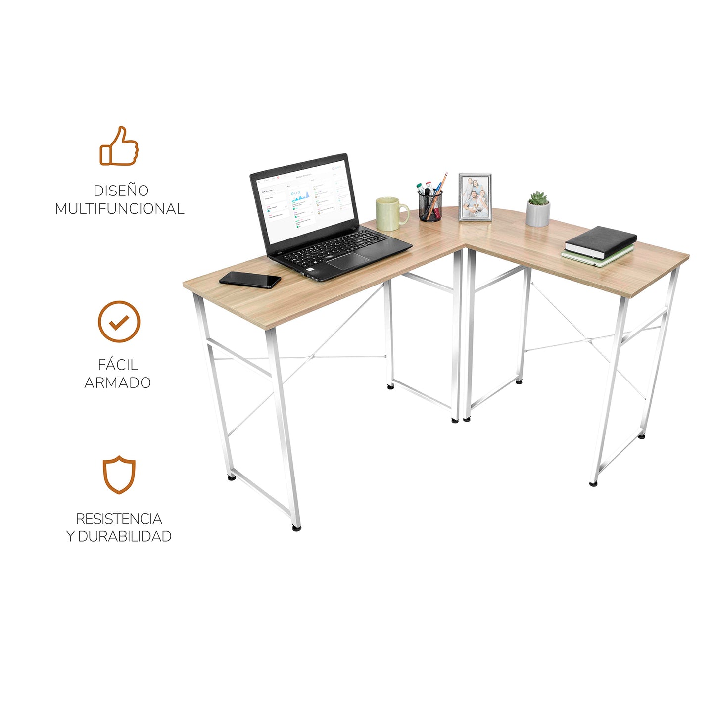 Escritorio Lima-B Minimalista con Forma de L