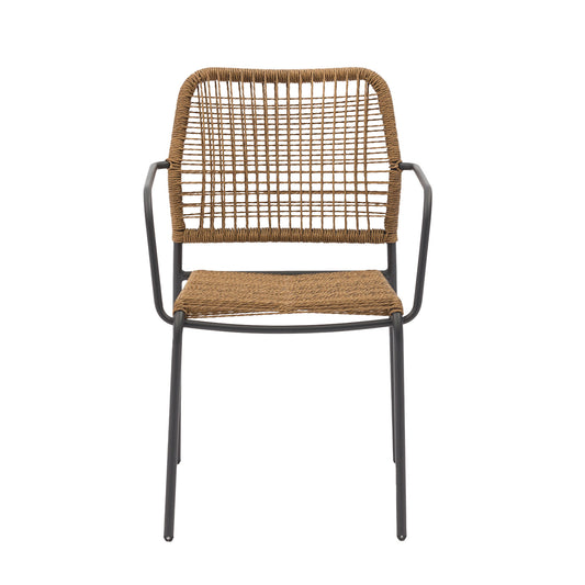 Set 2 Sillas de Ratán Sintético + Mesa Auxiliar Redonda