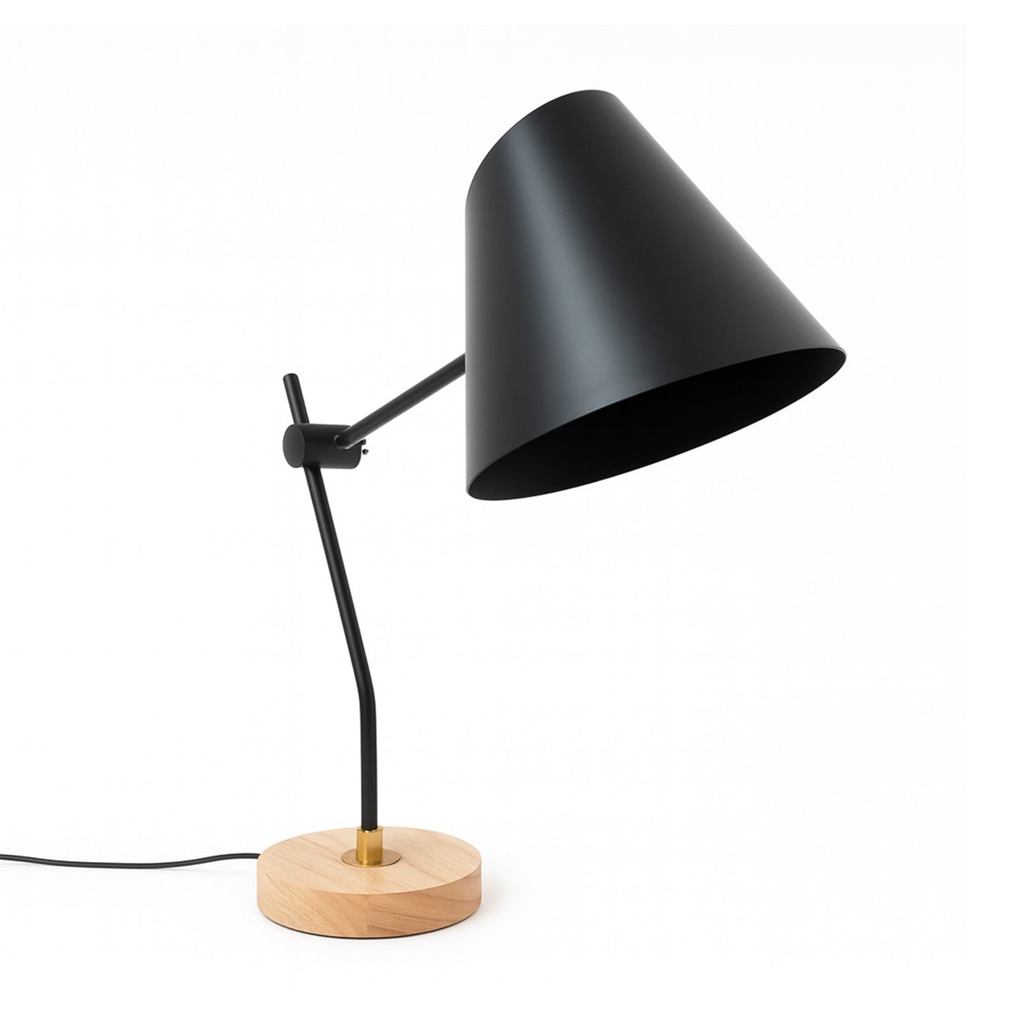 Lámpara de Mesa LED Moderna Negra Base Madera