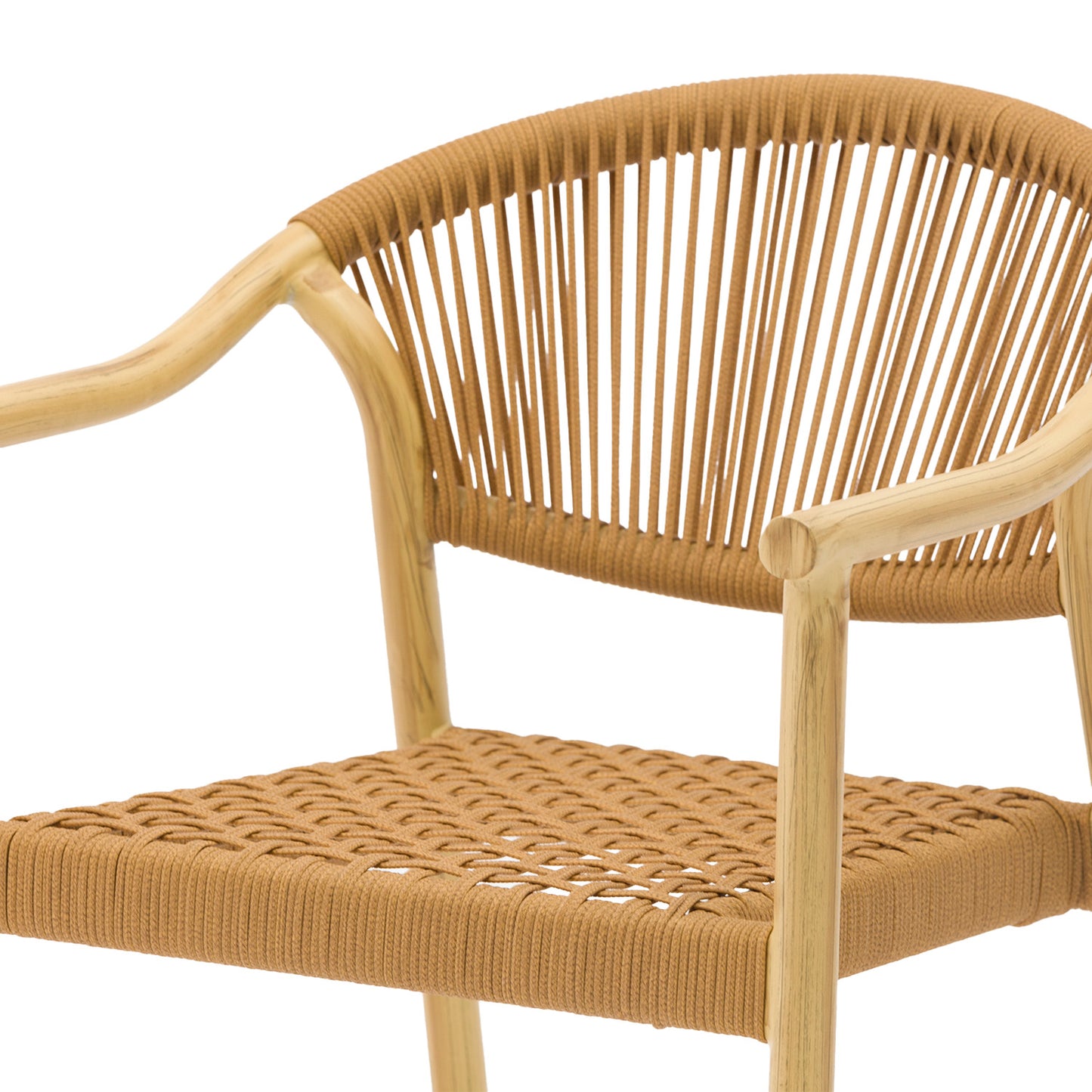 Set 4 Sillas de Exterior de Ratán Sintético Café Claro