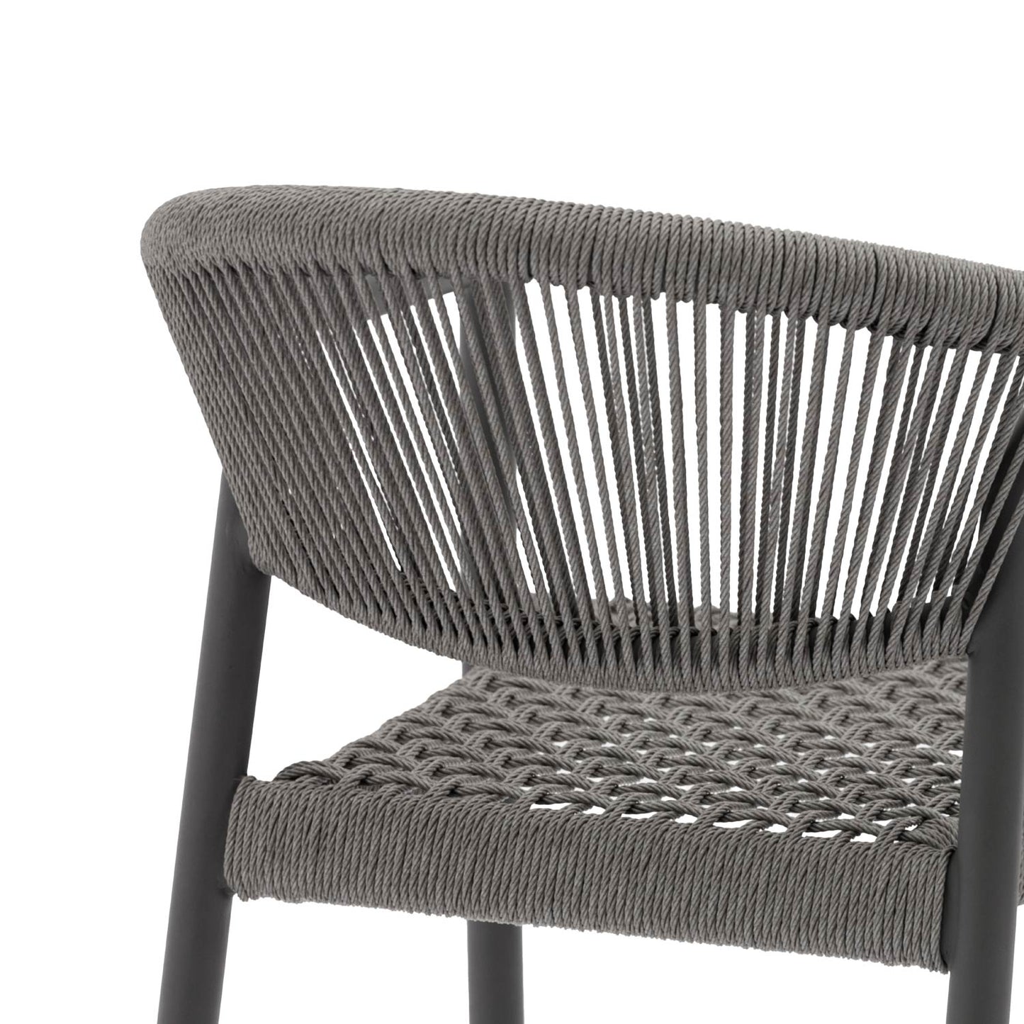 Set 4 Sillas de Exterior de Ratán Sintético Gris Oscuro