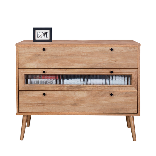 Cómoda Cajonera de 3 Cajones con Detalles en Vidrio