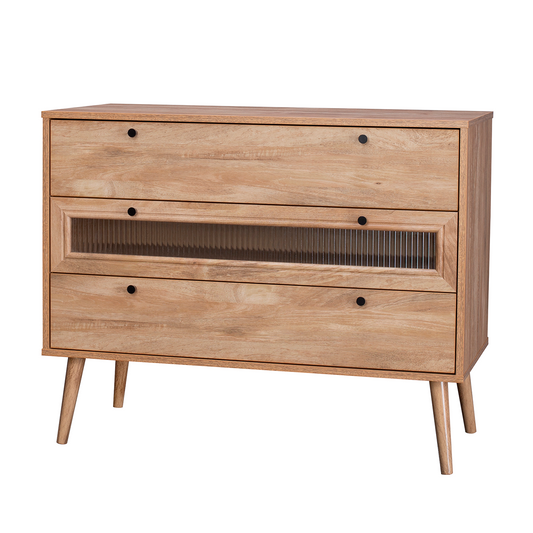 Cómoda Cajonera de 3 Cajones con Detalles en Vidrio