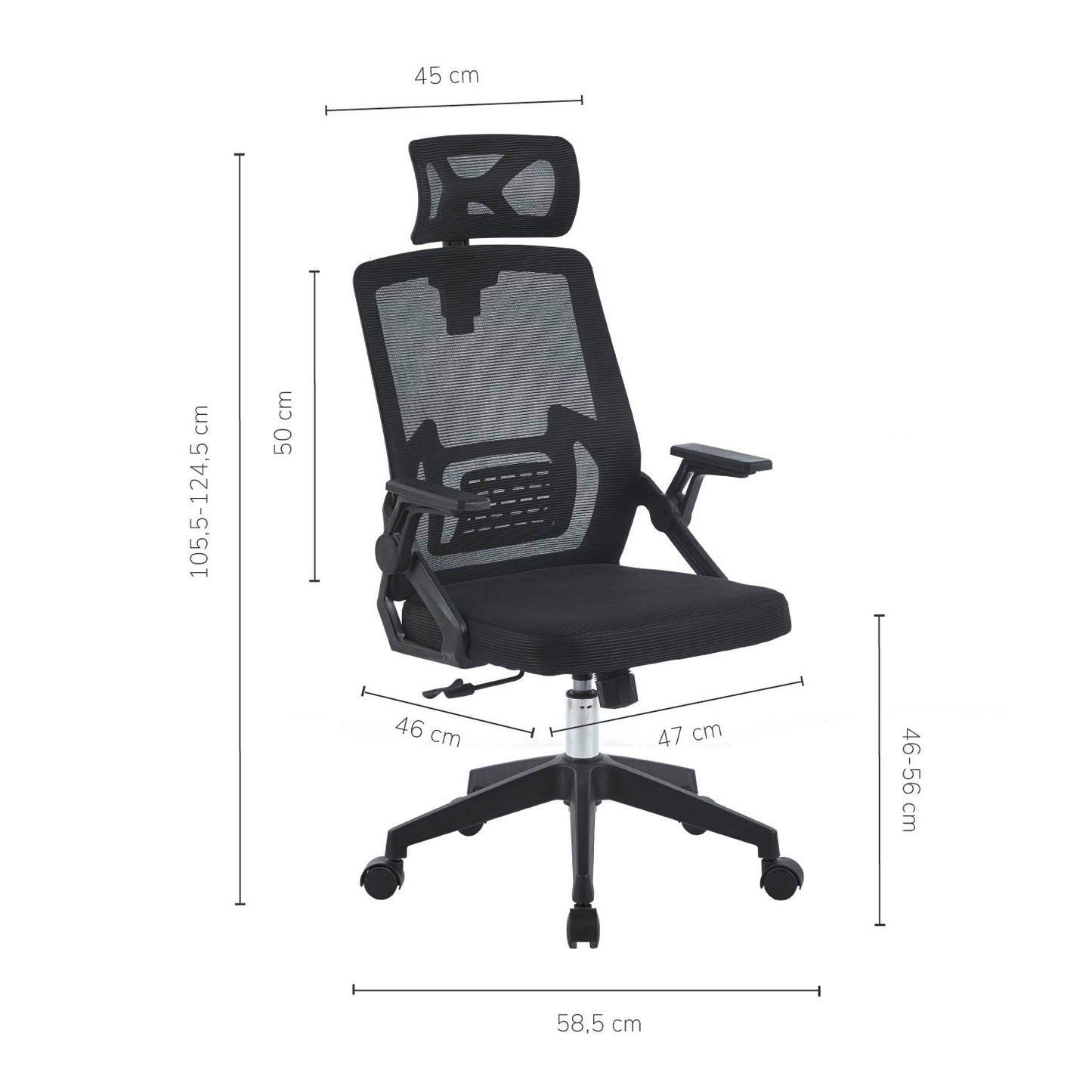 Silla de Oficina Ergonómica con Cabecero Negra