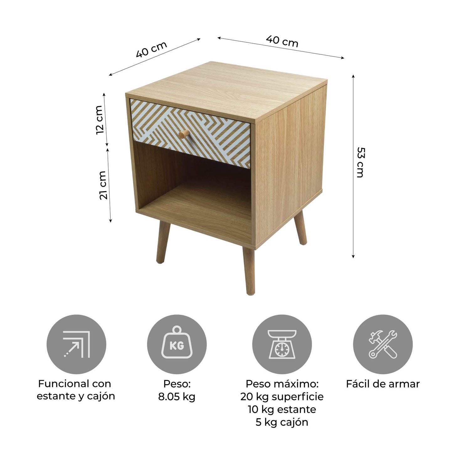 Buró Moon con Cajón y Entrepaño Beige y Blanco