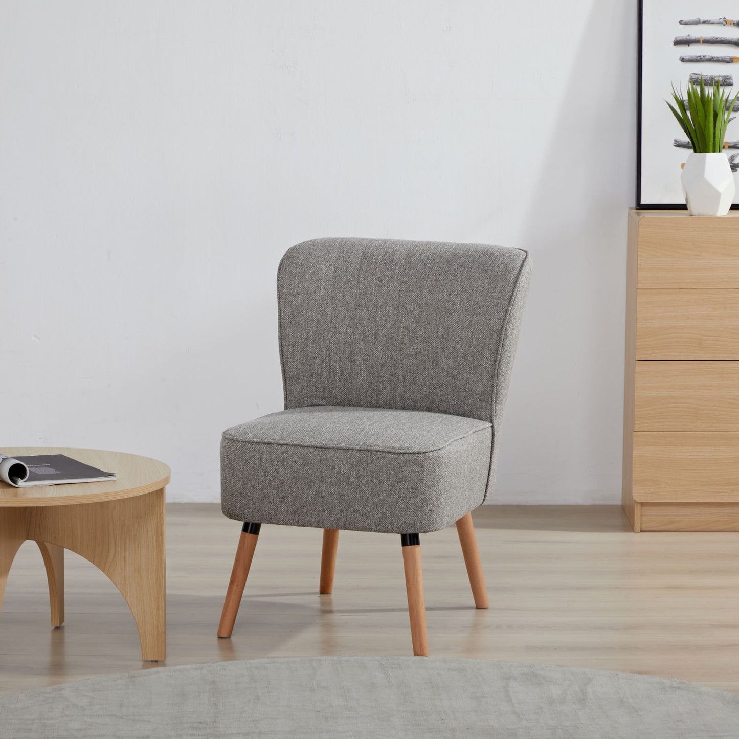 Sillón Individual Olena Tapizado Gris